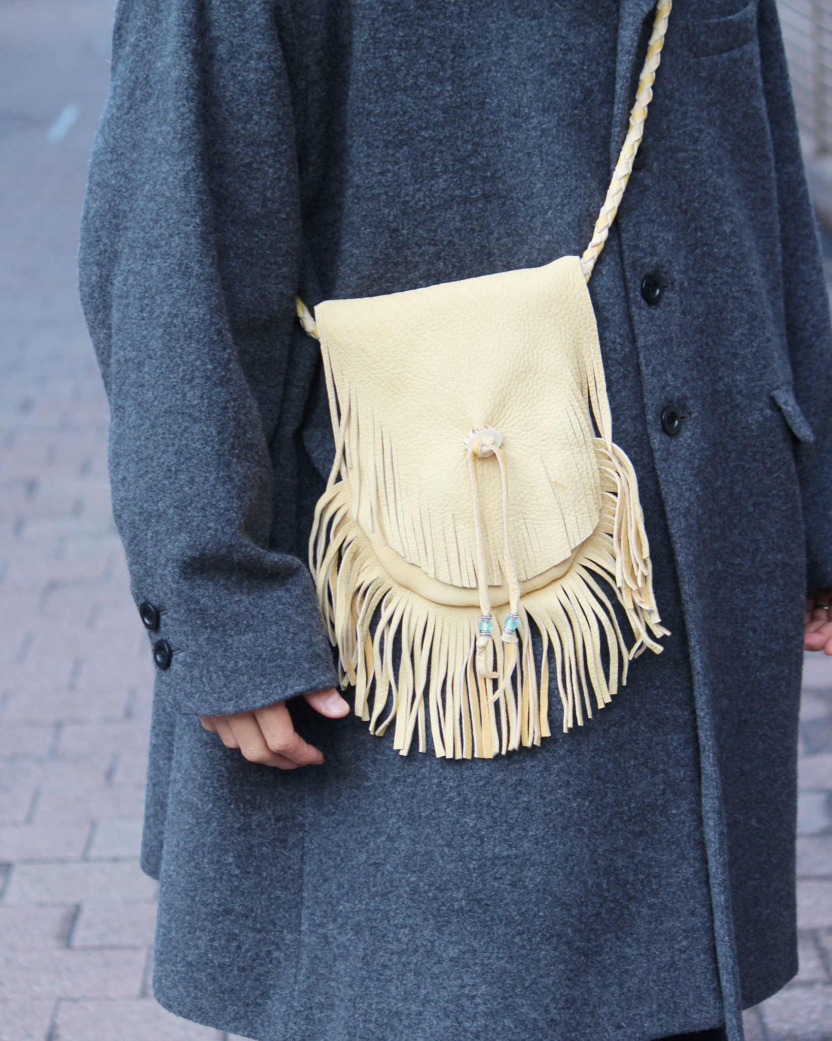 Nasngwam.×EARLYMORNING ナスングワム アーリーモーニング / DOUBLE FRINGE SHOULDER ダブルフリンジショルダー (BEIGE ベージュ)
