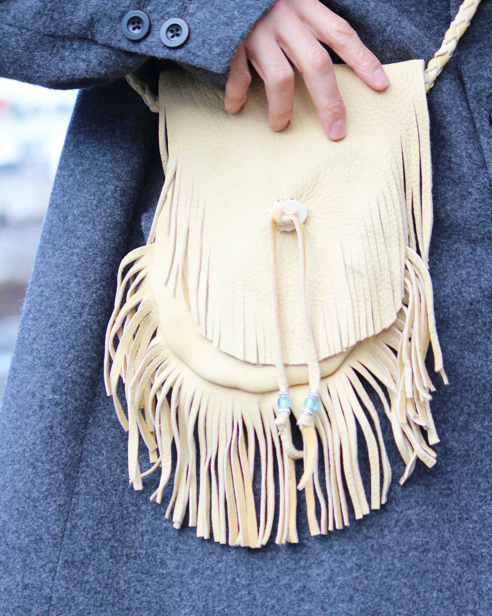 Nasngwam.×EARLYMORNING ナスングワム アーリーモーニング / DOUBLE FRINGE SHOULDER ダブルフリンジショルダー (BEIGE ベージュ)