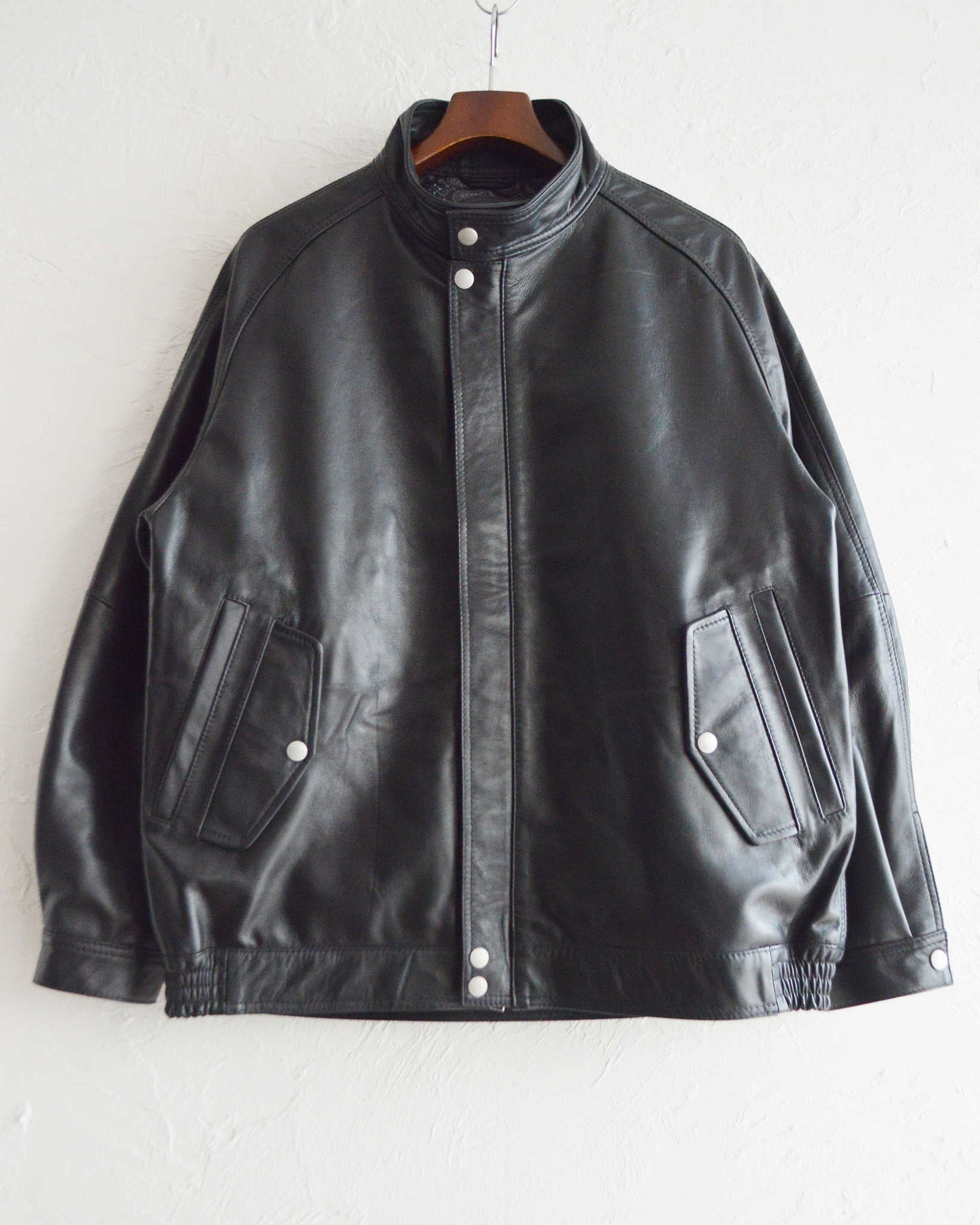 Nasngwam. ナスングワム / ATTRACT LEATHER JACKET アトラクトレザージャケット Msize (BLACK ブラック)