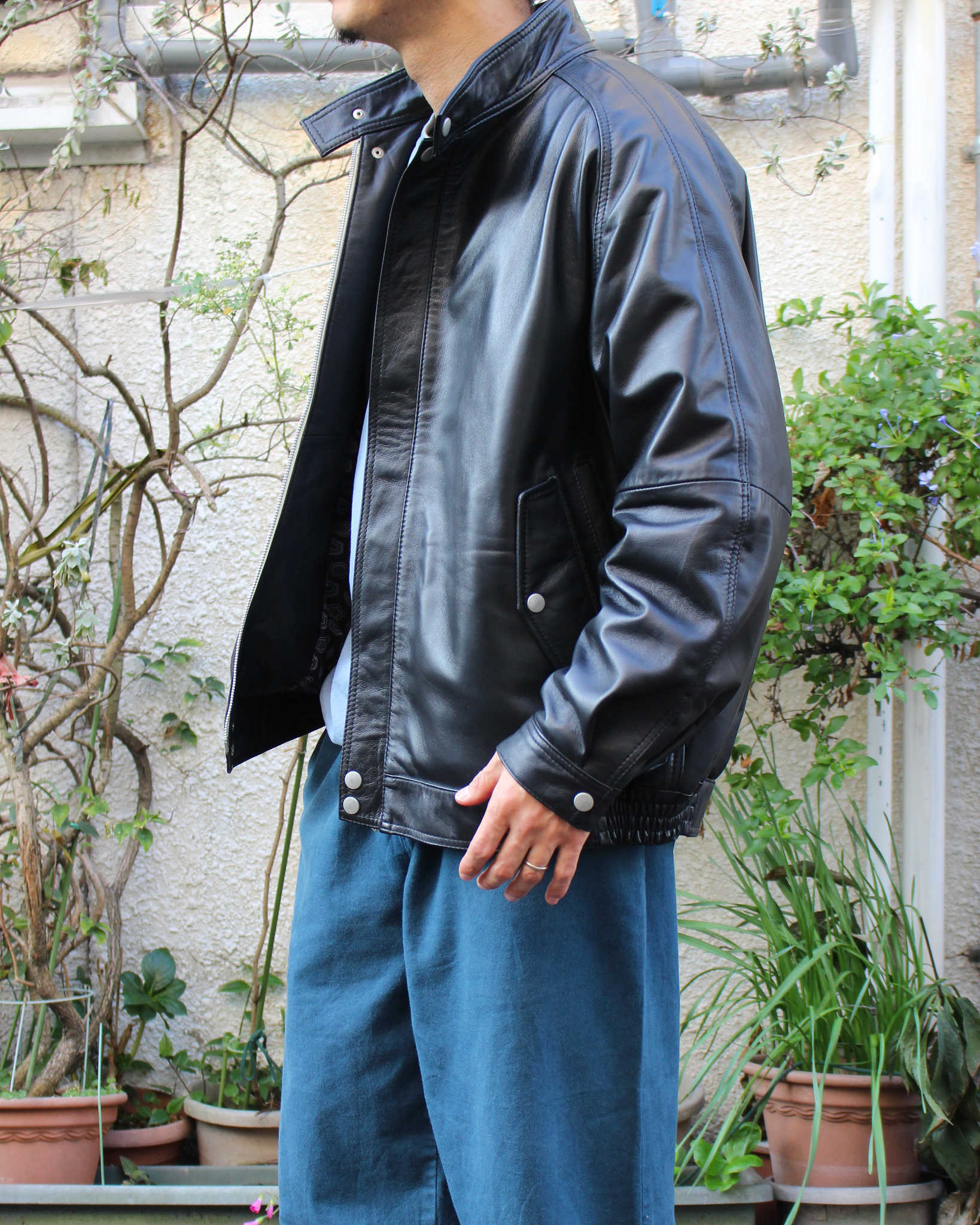 Nasngwam. ナスングワム / ATTRACT LEATHER JACKET アトラクトレザージャケット Msize (BLACK ブラック)