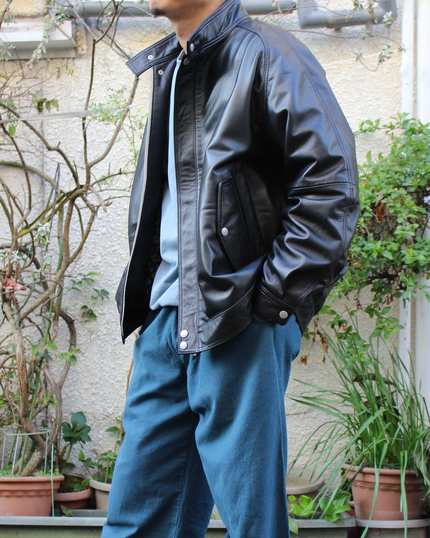 Nasngwam. ナスングワム / ATTRACT LEATHER JACKET アトラクトレザージャケット Msize (BLACK ブラック)