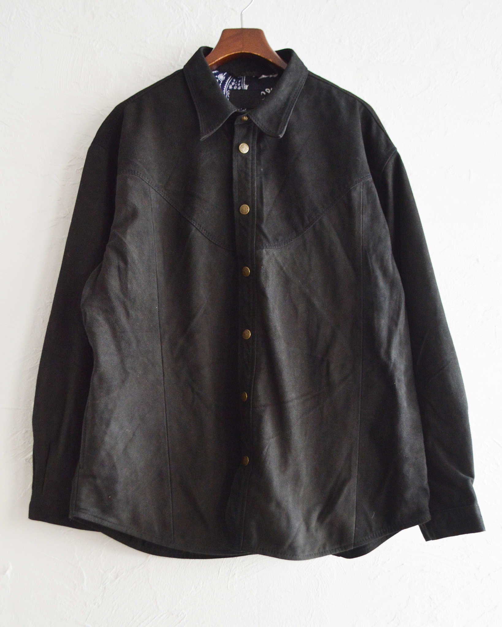 Nasngwam. ナスングワム / BRIGHT SUEDE SHIRTS ブライトスエードシャツ Lsize (BLACK ブラック)