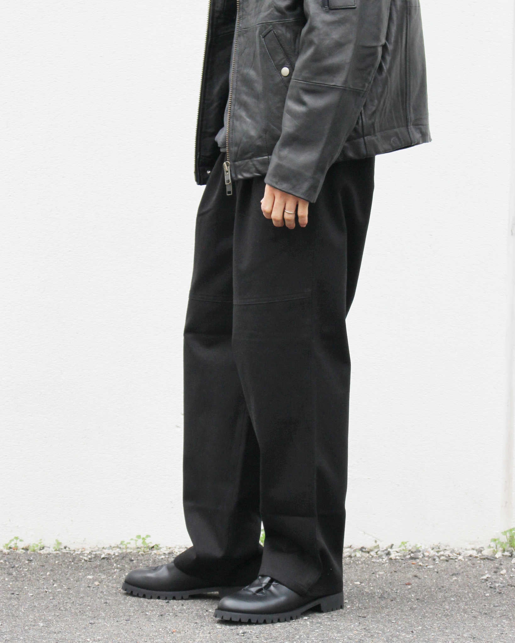 LAMOND ラモンド / FULLER CHINO CROSS BOLD FIT PANTS フラーチノクロスボールドパンツ (BLACK ブラック)