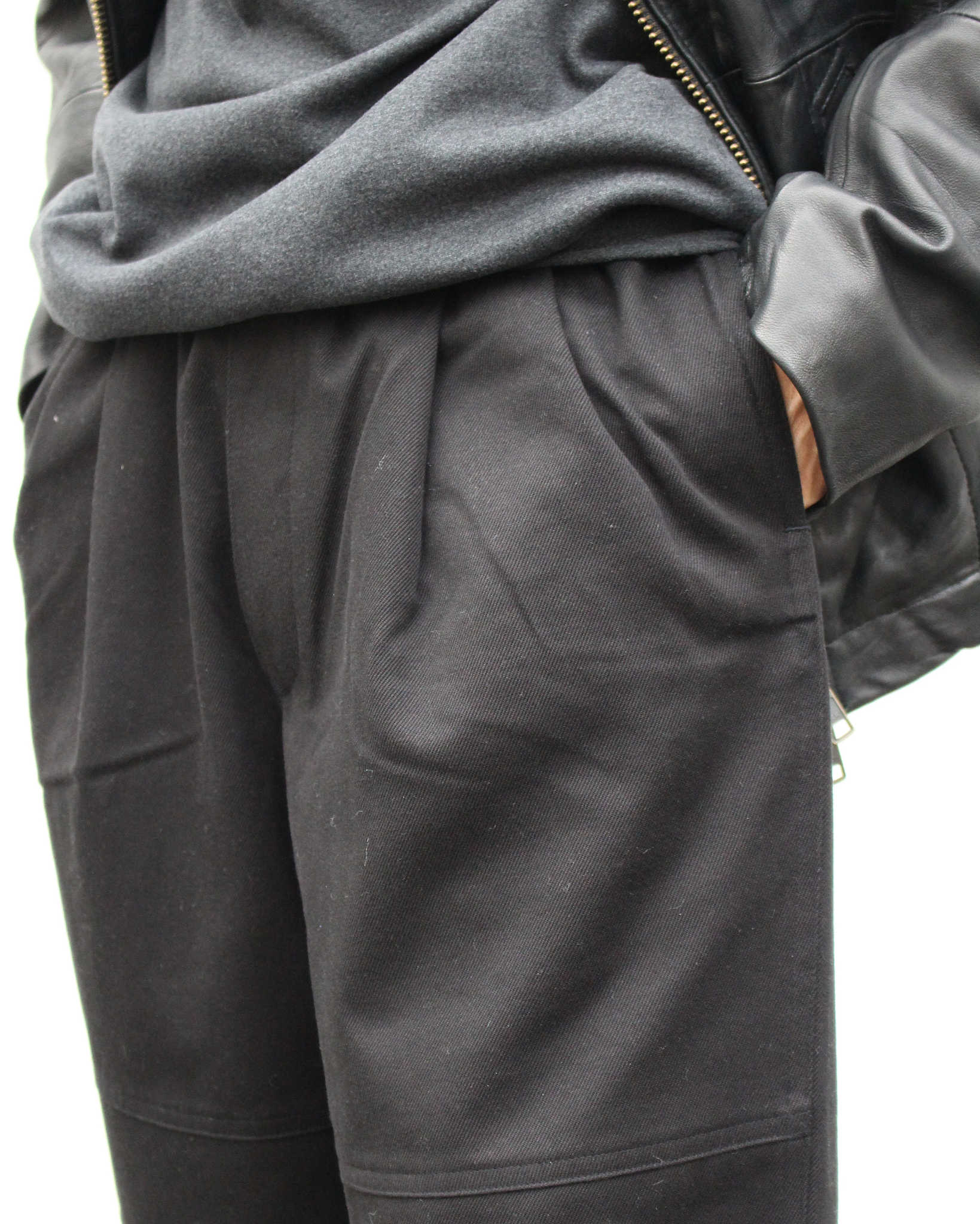 LAMOND ラモンド / FULLER CHINO CROSS BOLD FIT PANTS フラーチノクロスボールドパンツ (BLACK ブラック)