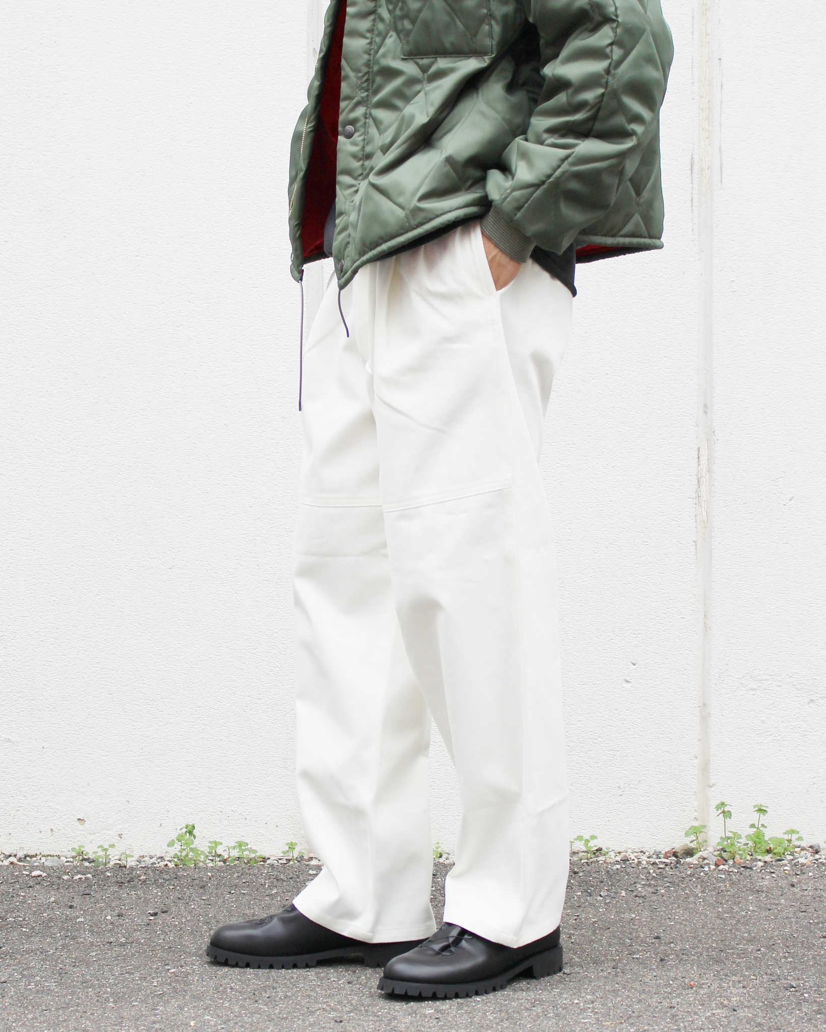 LAMOND ラモンド / FULLER CHINO CROSS BOLD FIT PANTS フラーチノクロスボールドパンツ (WHITE ホワイト)