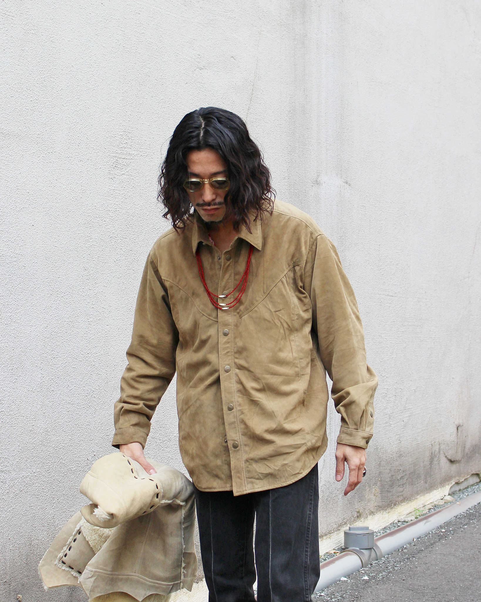 Nasngwam. ナスングワム / BRIGHT SUEDE SHIRTS ブライトスエードシャツ Msize (BEIGE ベージュ)