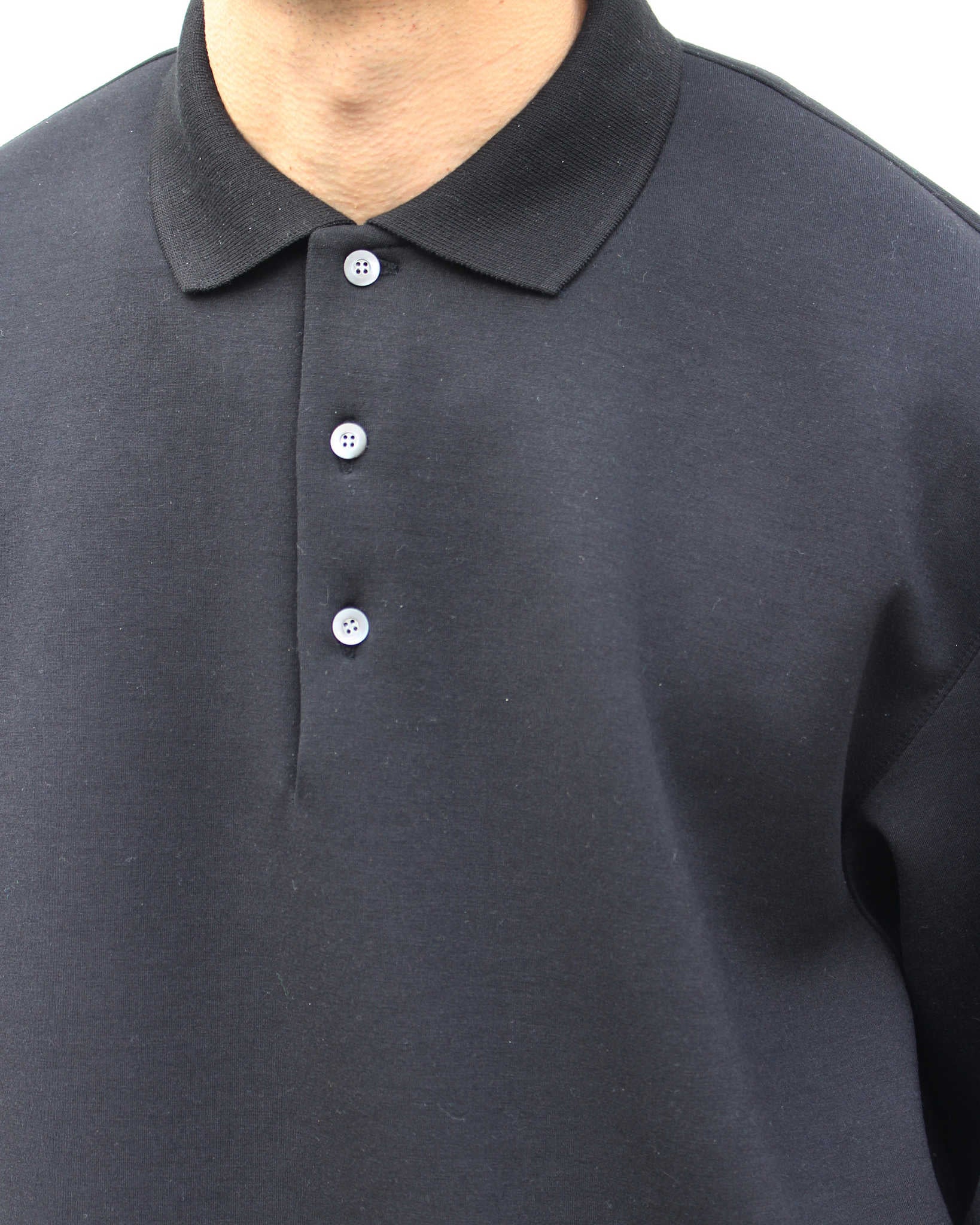 LAMOND ラモンド / DOUBLE AIR KNIT POLO SHIRTS ダブルエアニットポロシャツ (BLACK ブラック)