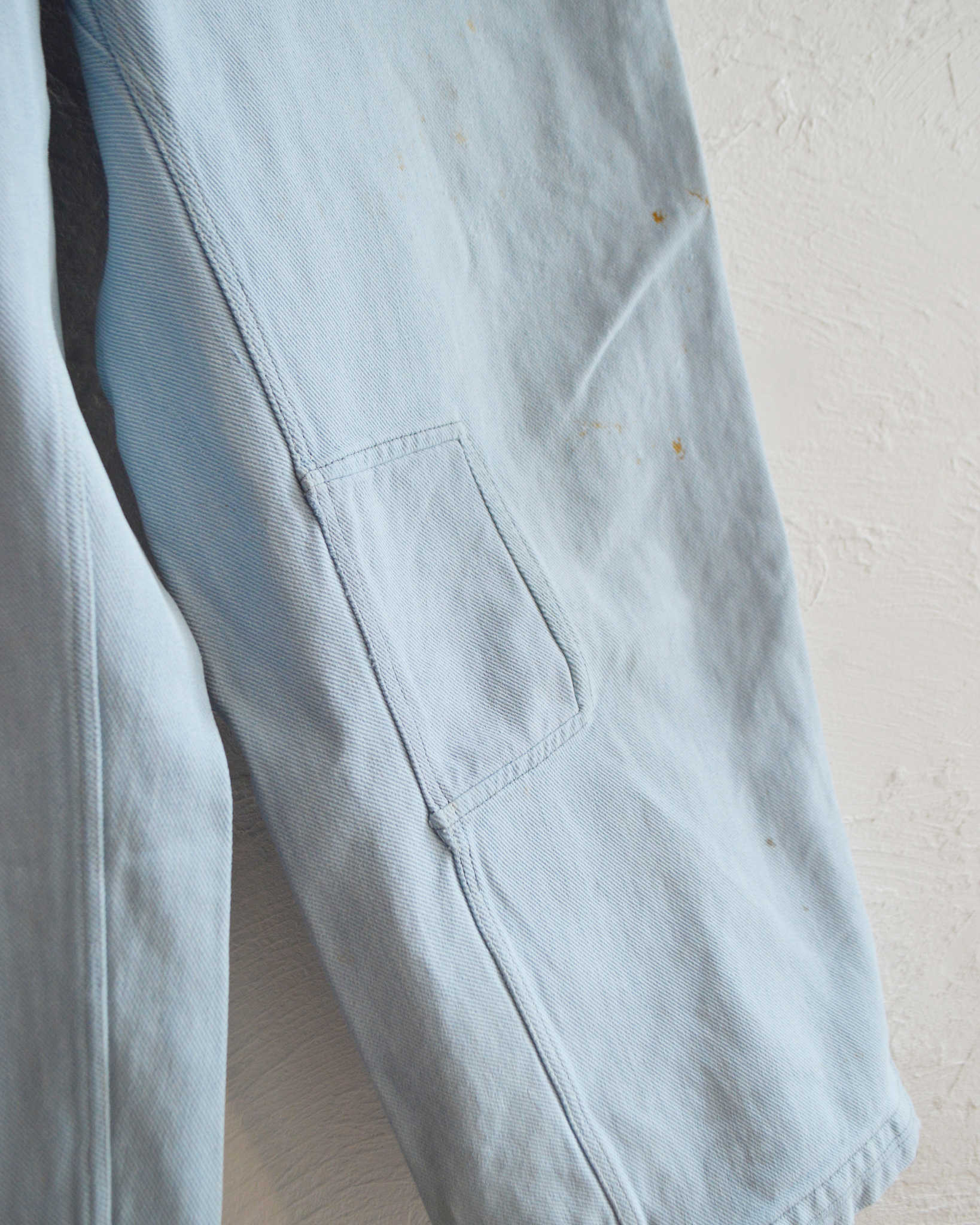 1950'S SWISS MILITARY DENIM TROUSERS REMAKE SUPER BLEACH & WAIST CORD+POCKET スイスミリタリーデニムトラウザーズスーパーブリーチウエストコードプラスポケット