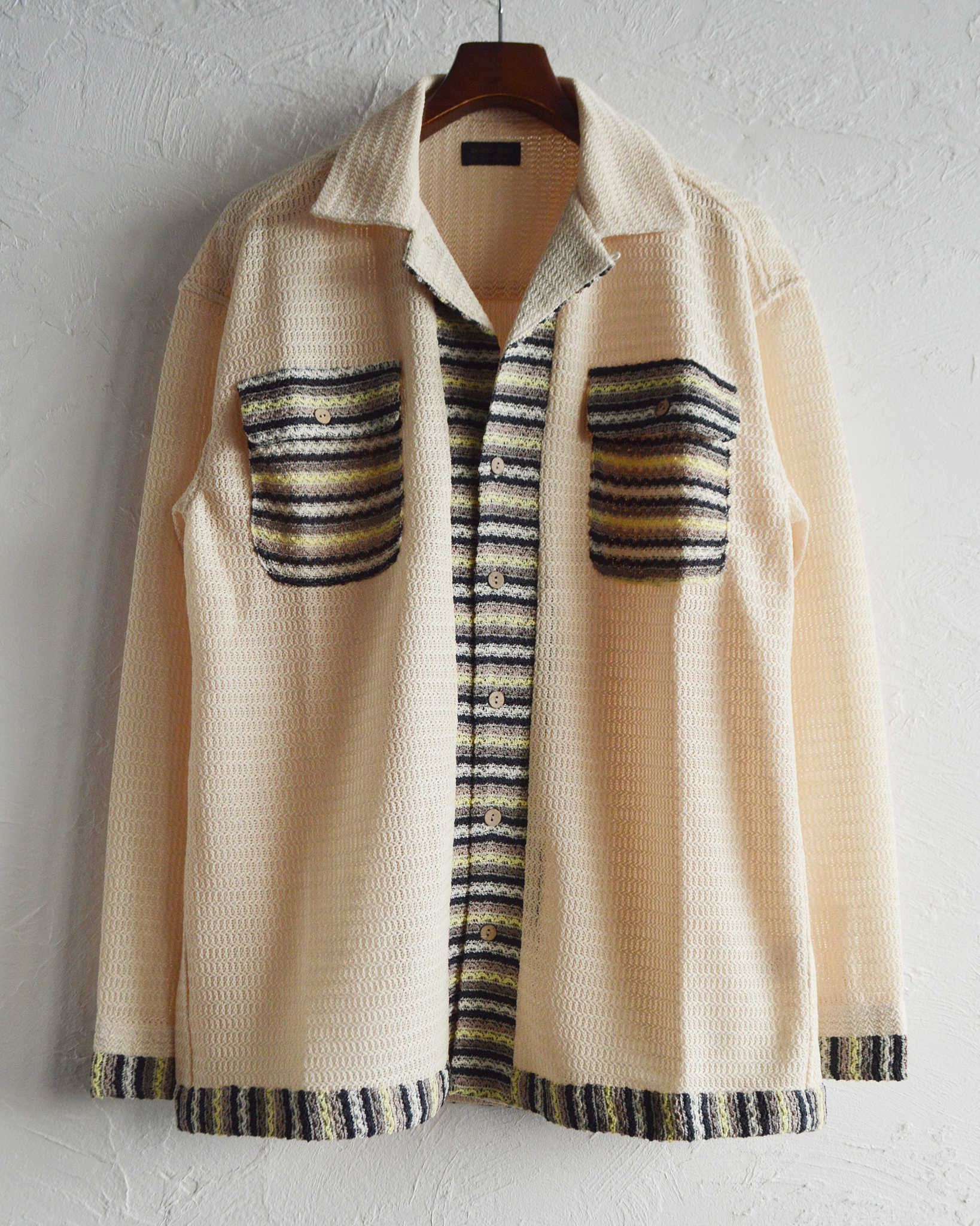 modemdesign モデムデザイン / PATTERN CROCHET L/S SHIRTパターンクロシェロングスリーブシャツ (IVORY アイボリー)