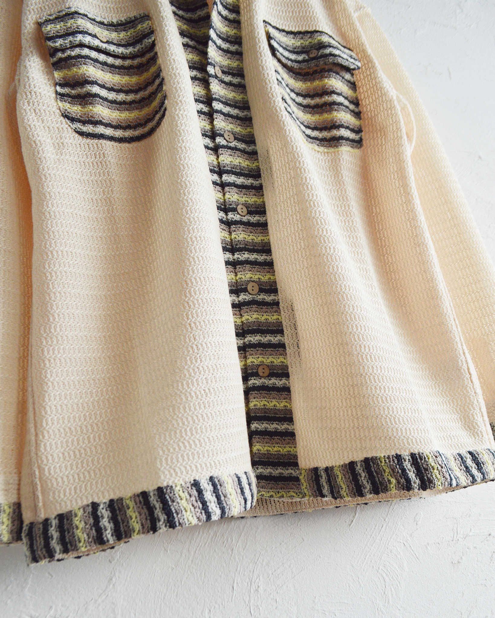 modemdesign モデムデザイン / PATTERN CROCHET L/S SHIRTパターンクロシェロングスリーブシャツ (IVORY アイボリー)