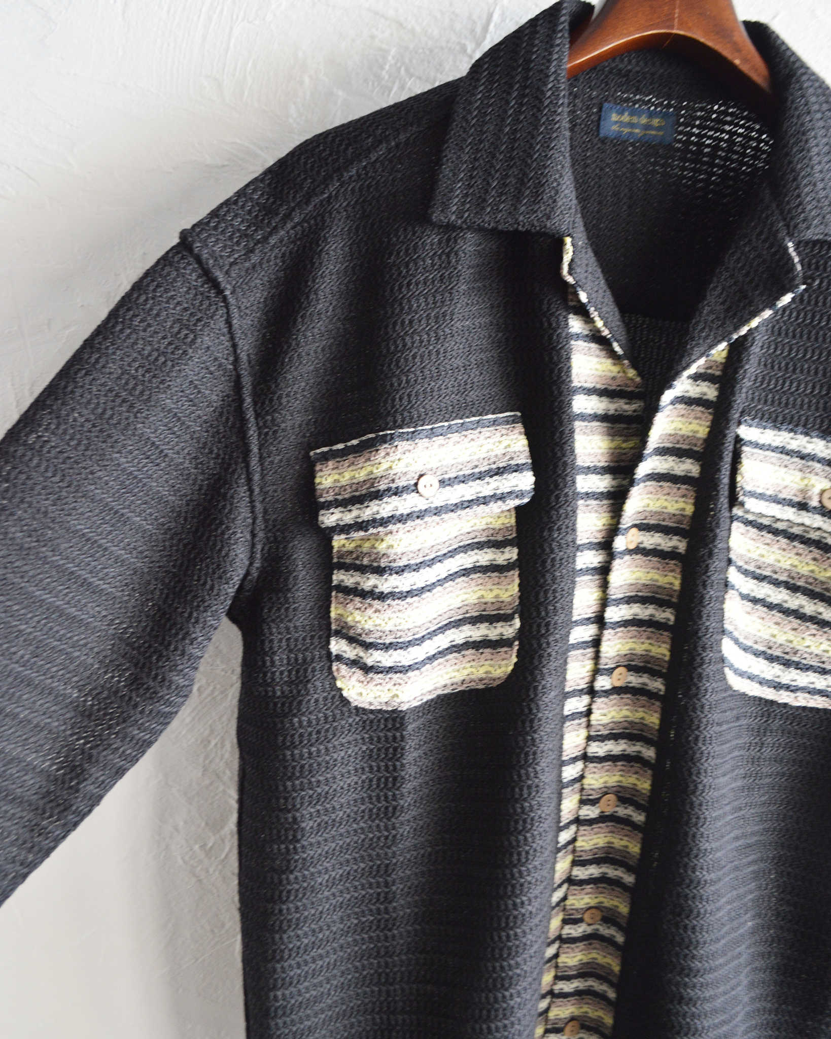 modemdesign モデムデザイン / PATTERN CROCHET L/S SHIRTパターンクロシェロングスリーブシャツ (BLACK ブラック)