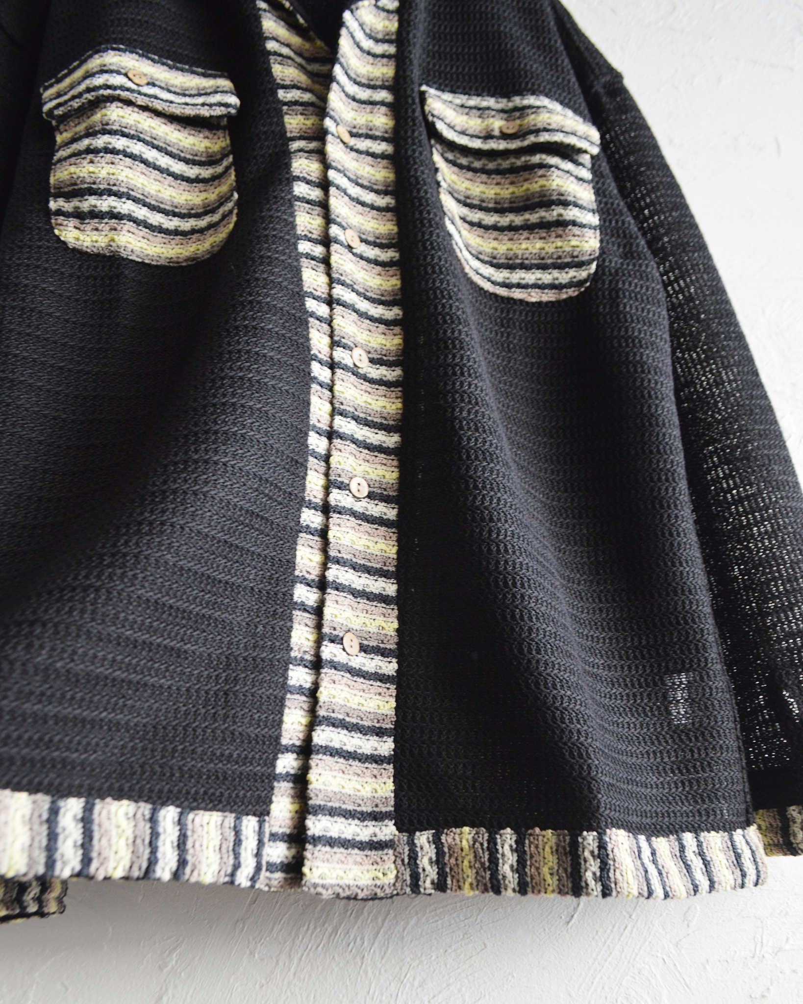 modemdesign モデムデザイン / PATTERN CROCHET L/S SHIRTパターンクロシェロングスリーブシャツ (BLACK ブラック)