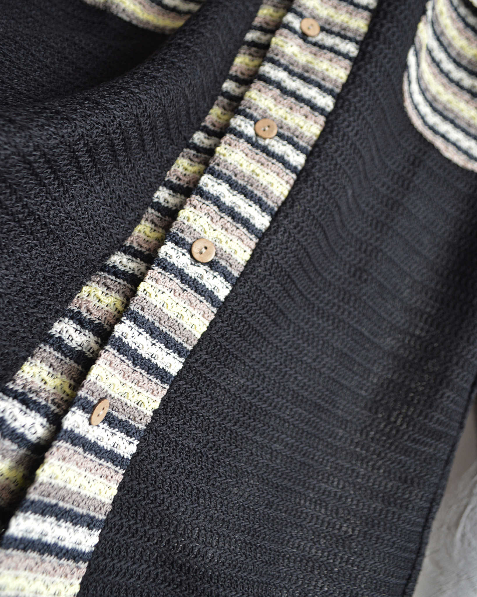 modemdesign モデムデザイン / PATTERN CROCHET L/S SHIRTパターンクロシェロングスリーブシャツ (BLACK ブラック)