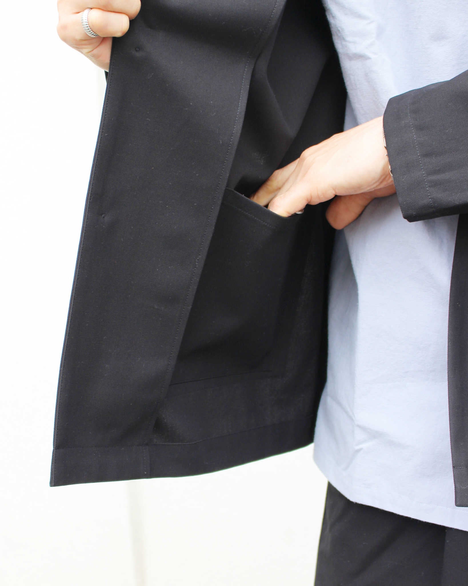 LAMOND ラモンド / ORGANIC COTTON HIGH TWIST JACKET オーガニックコットンハイツイストジャケット (BLACK ブラック)