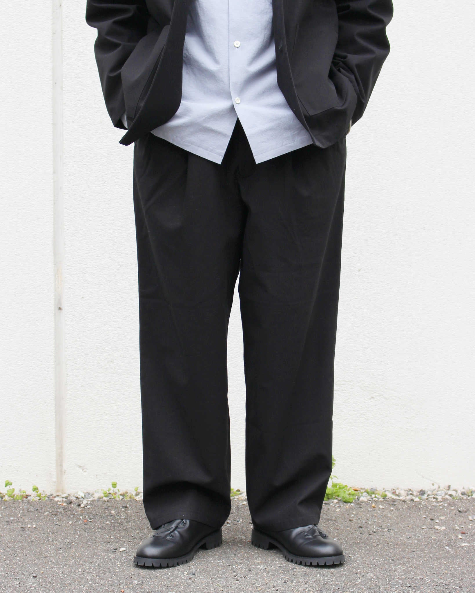 LAMOND ラモンド / ORGANIC COTTON HIGH TWIST STANDARD WIDE PANTS オーガニックコットンハイツイストスタンダードワイドパンツ (BLACK ブラック