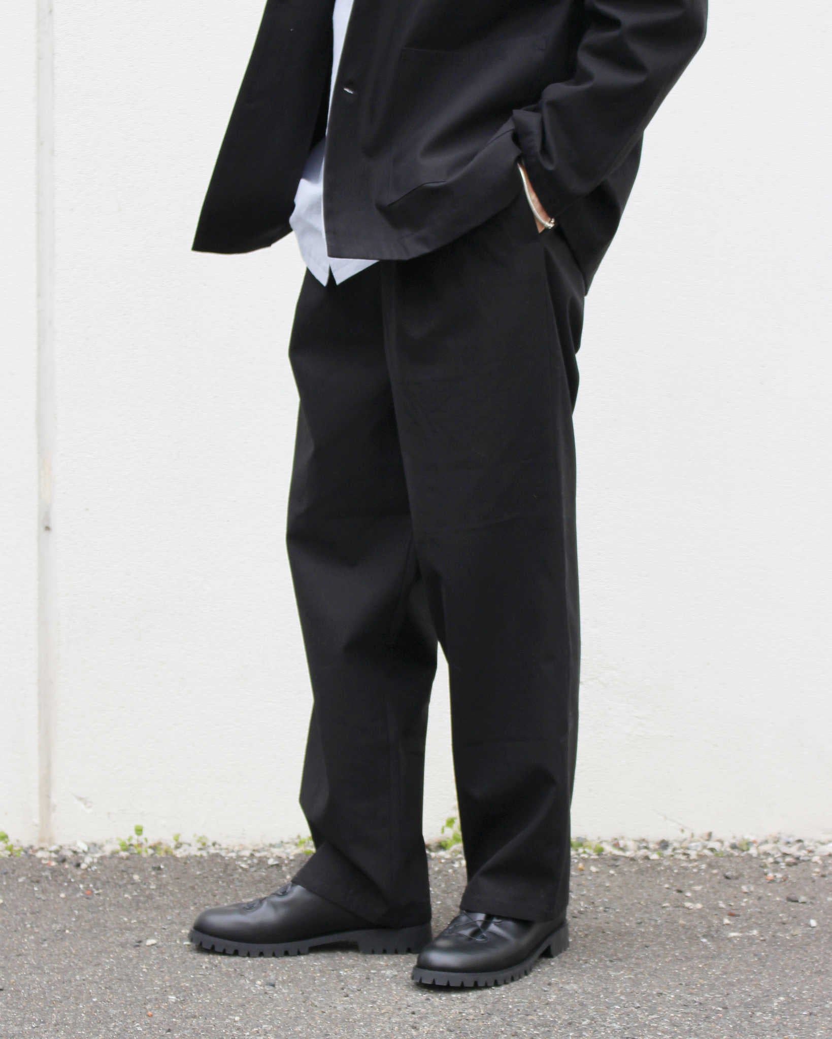 LAMOND ラモンド / ORGANIC COTTON HIGH TWIST STANDARD WIDE PANTS オーガニックコットンハイツイストスタンダードワイドパンツ (BLACK ブラック