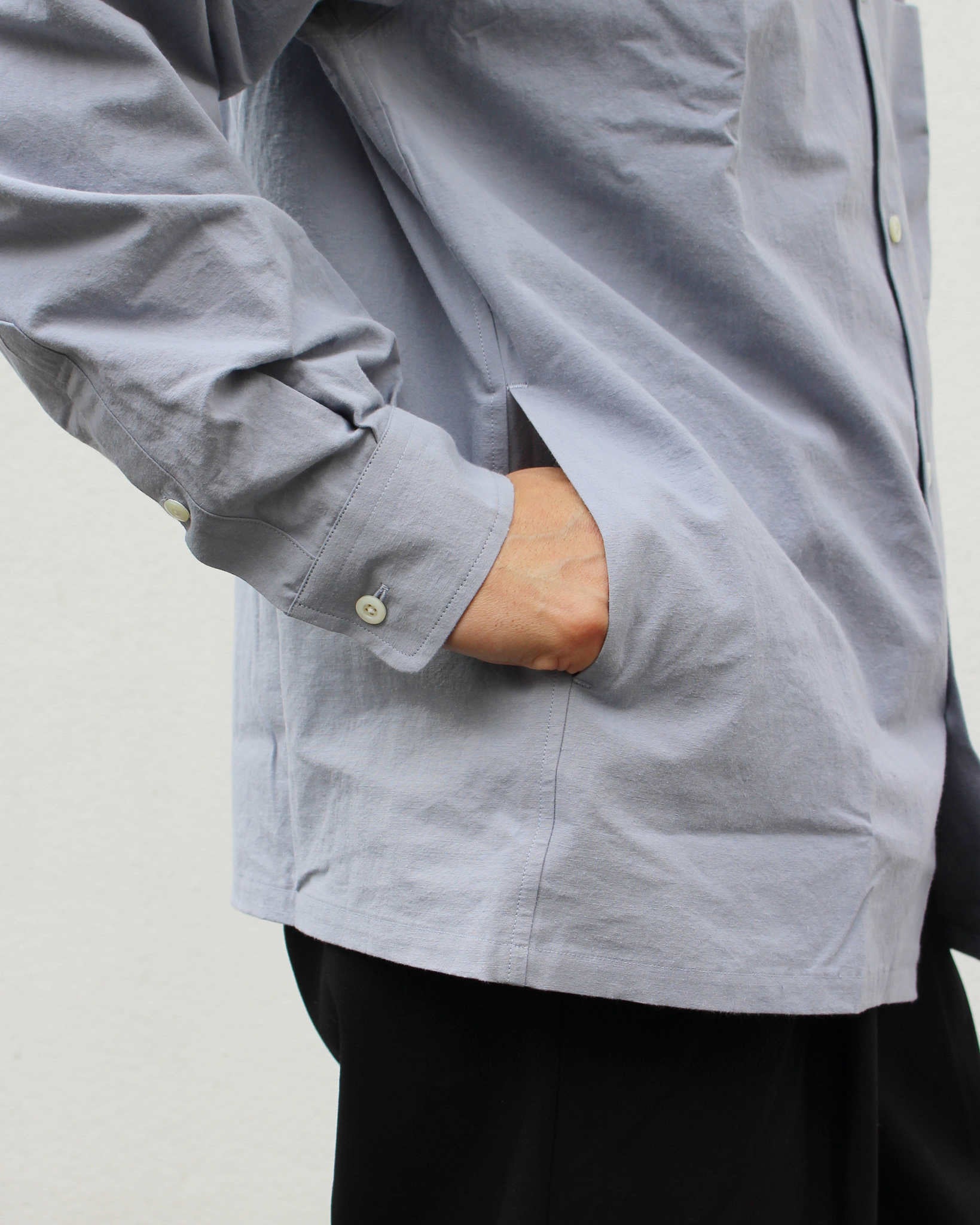 LAMOND ラモンド / COTTON LINEN WASHER JACKET コットンリネンワッシャージャケット (SAX GRAY サックスグレー)