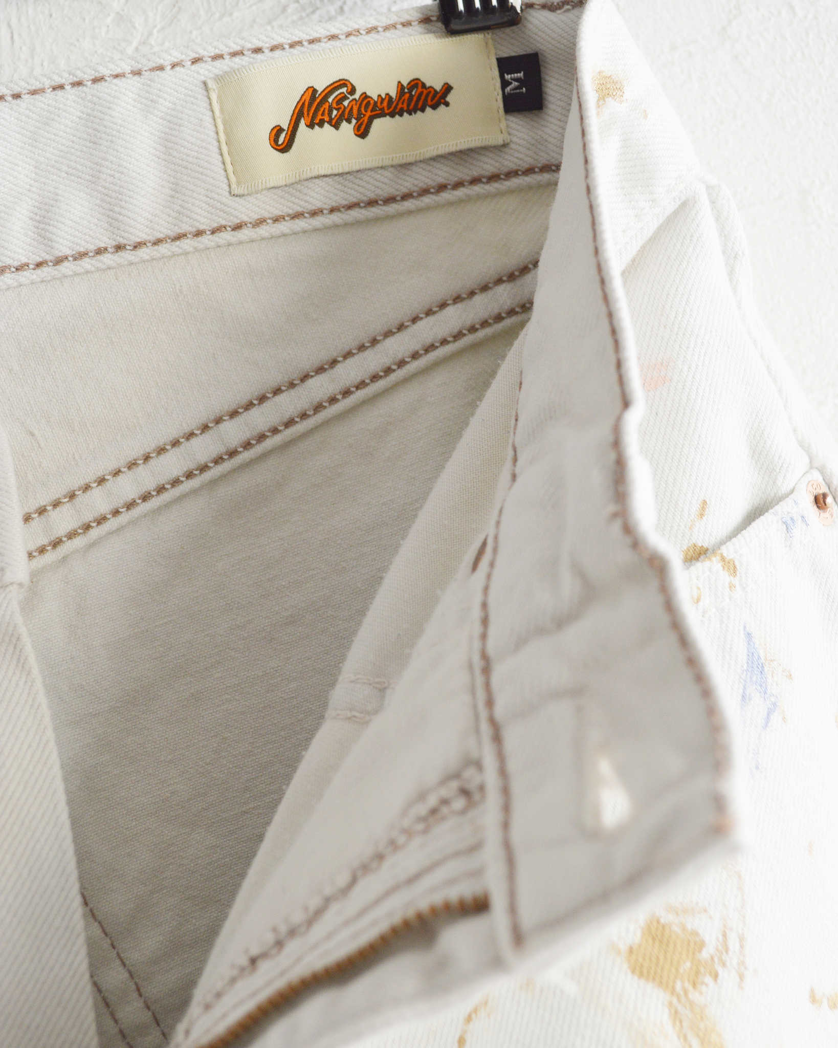 Nasngwam. ナスングワム / COLLISION DENIM PANTS コリジョンデニムパンツ (WHITE ホワイト)