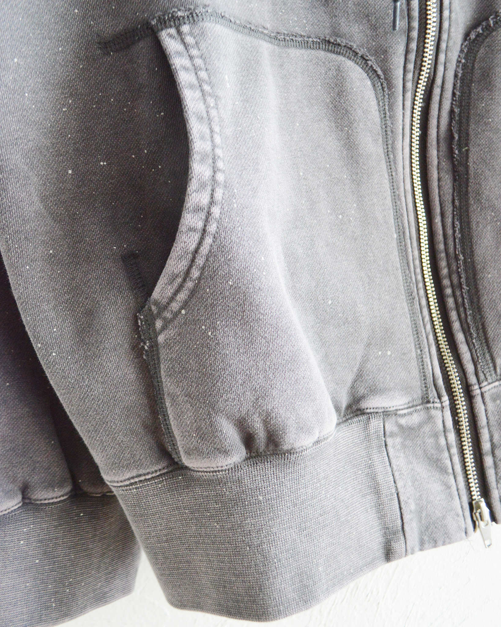 IMPRESTORE インプレストア / Thompson-paint splattered トンプソンペイントスプラッタード| Zip hoodie separate pocket ジップフーディーセパレートポケット (faded Gray Purple グレーパープル)