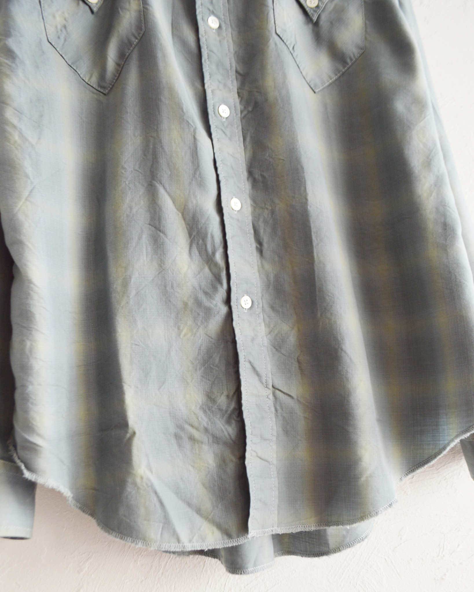 NECESSARY or UNNECESSARY ネセサリーオアアンネセサリー N.O.UN ナウン / WESTERN SHIRT ウエスタンシャツ (SAGE-CHECK セージチェック)
