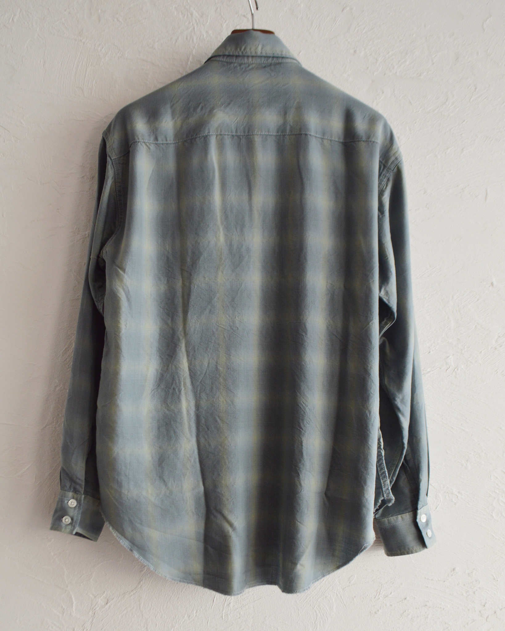 NECESSARY or UNNECESSARY ネセサリーオアアンネセサリー N.O.UN ナウン / WESTERN SHIRT ウエスタンシャツ (SAGE-CHECK セージチェック)