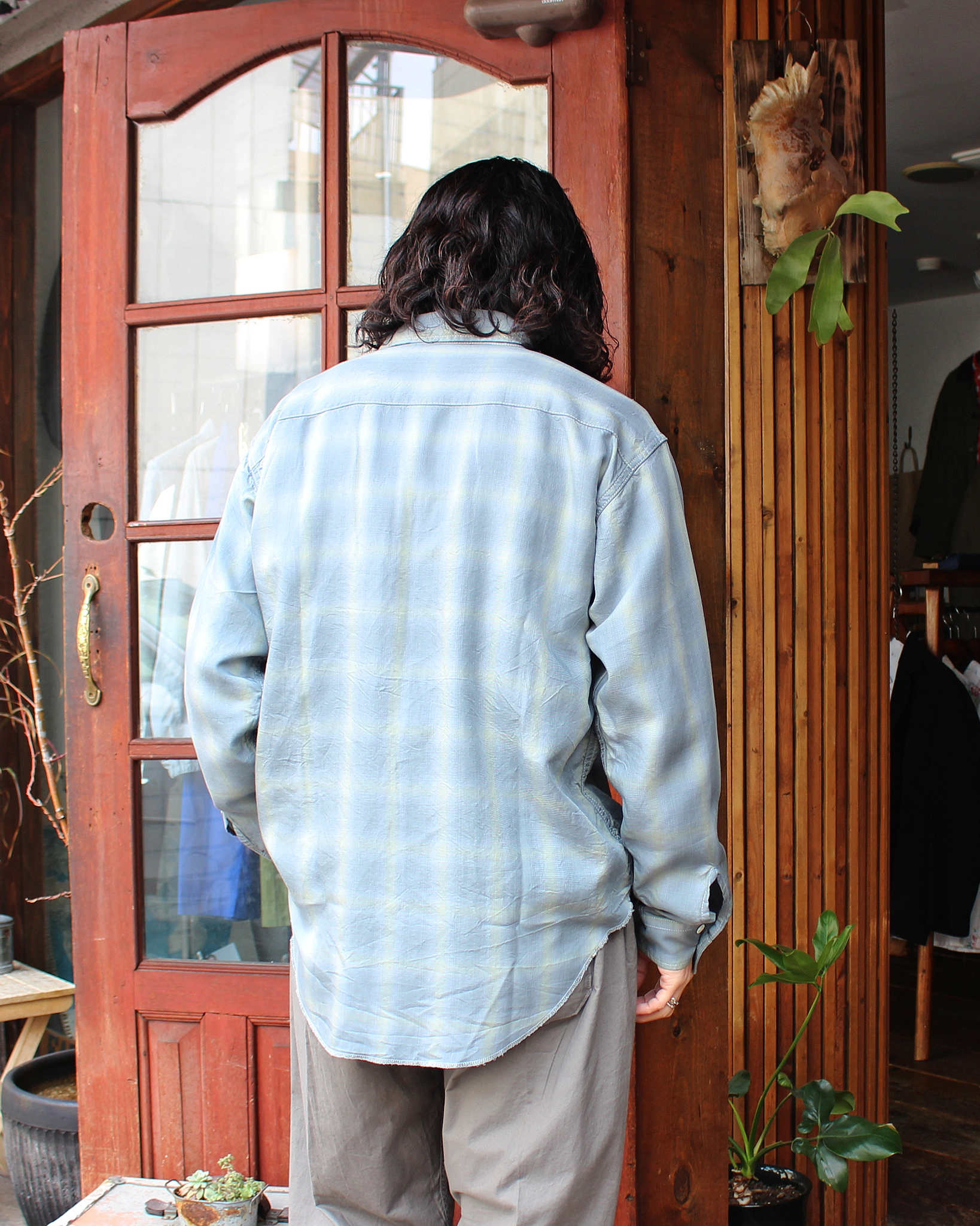 NECESSARY or UNNECESSARY ネセサリーオアアンネセサリー N.O.UN ナウン / WESTERN SHIRT ウエスタンシャツ (SAGE-CHECK セージチェック)