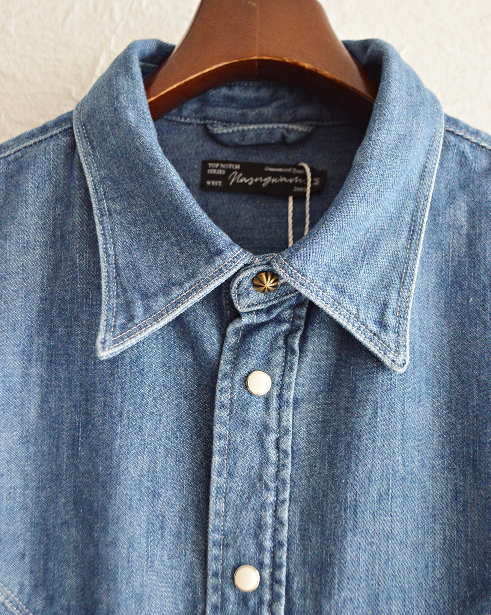 Nasngwam. ナスングワム / BRIGHT DENIM SHIRTS ブライトデニムウエスタンシャツ (USED WASH ユーズドウォッシュ)