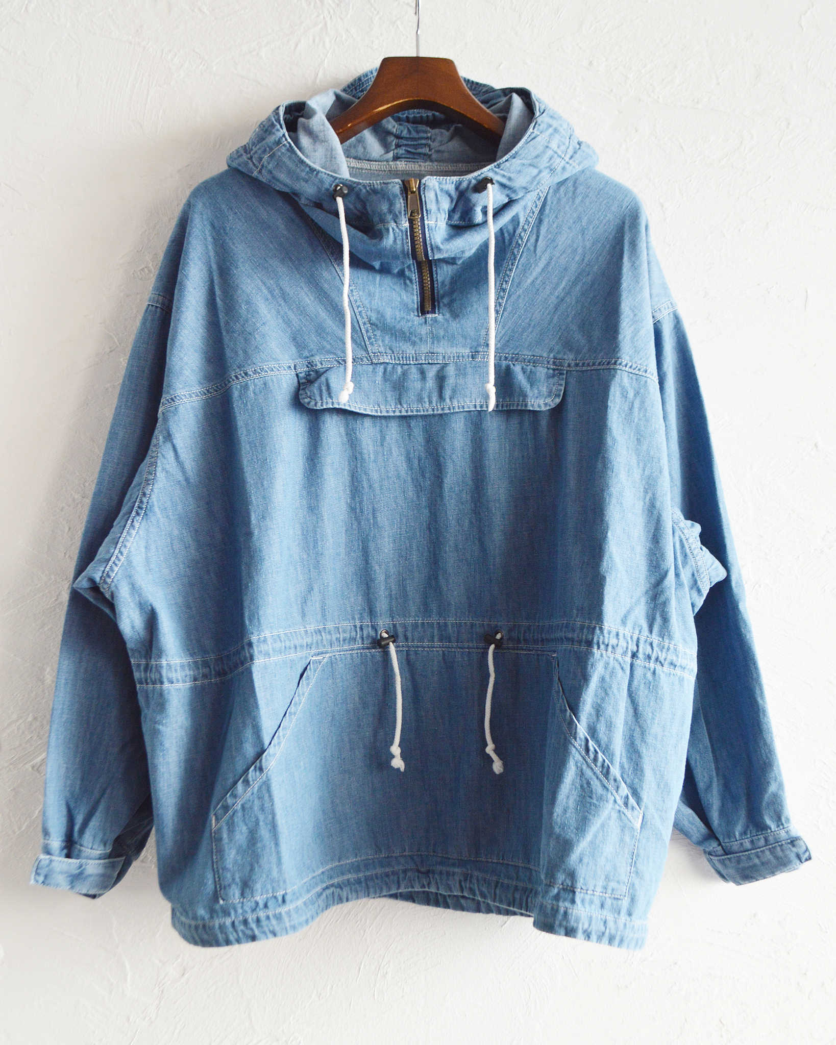 IMPRESTORE インプレストア / Richie リッチー | anorak hoodie アノラックフーディー (Blue Denim Vintage wash ブルーデニムヴィンテージウォッシュ)