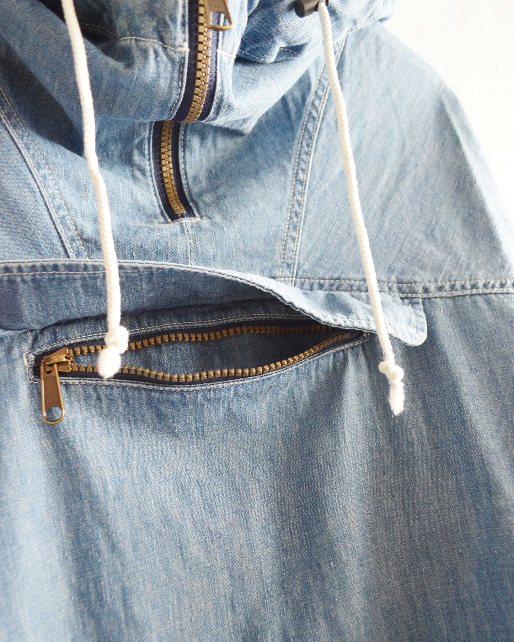 IMPRESTORE インプレストア / Richie リッチー | anorak hoodie アノラックフーディー (Blue Denim Vintage wash ブルーデニムヴィンテージウォッシュ)