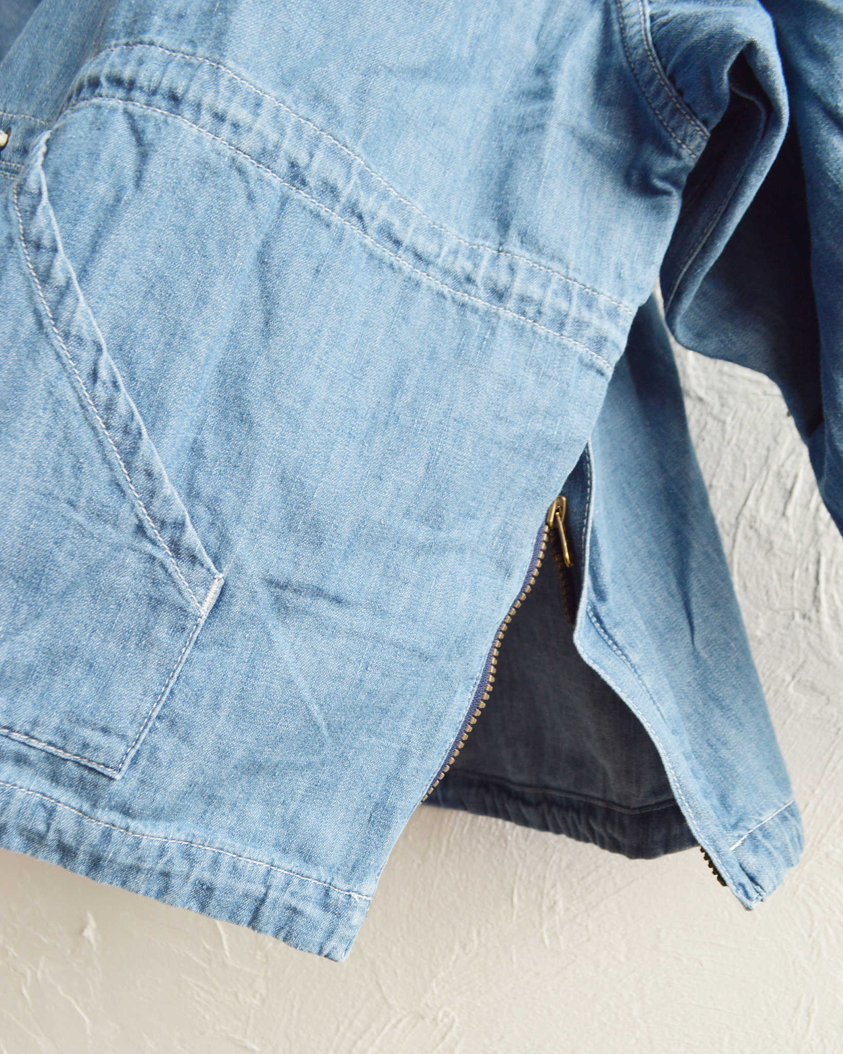 IMPRESTORE インプレストア / Richie リッチー | anorak hoodie アノラックフーディー (Blue Denim Vintage wash ブルーデニムヴィンテージウォッシュ)