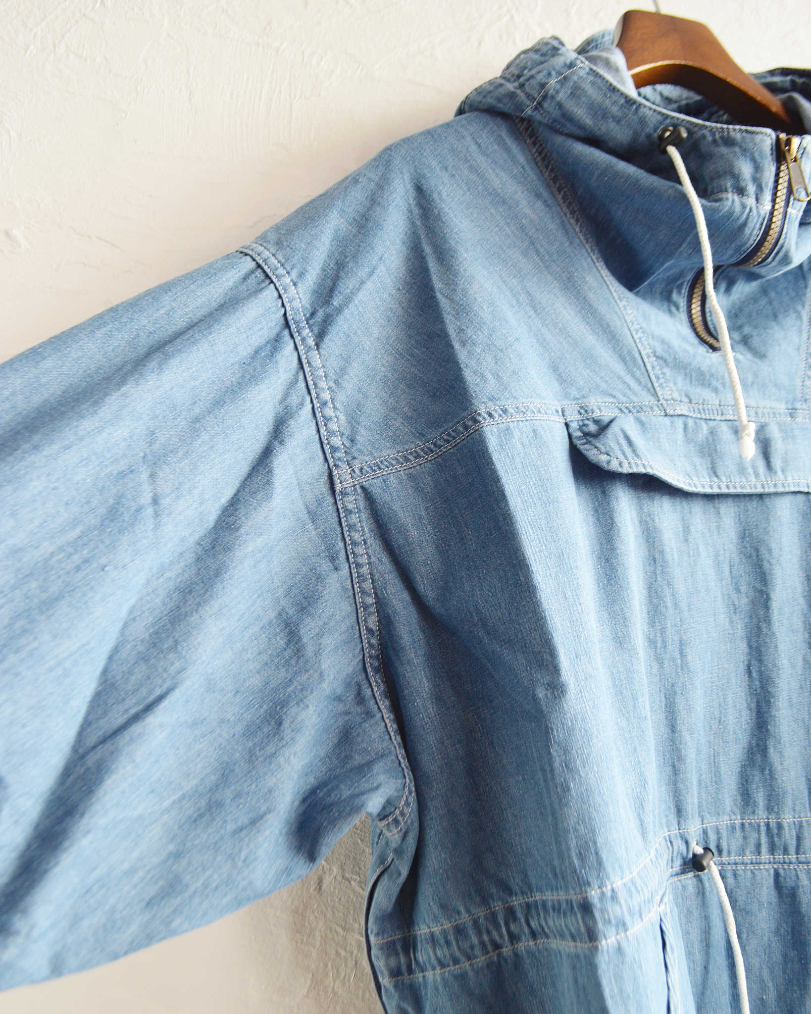 IMPRESTORE インプレストア / Richie リッチー | anorak hoodie アノラックフーディー (Blue Denim Vintage wash ブルーデニムヴィンテージウォッシュ)
