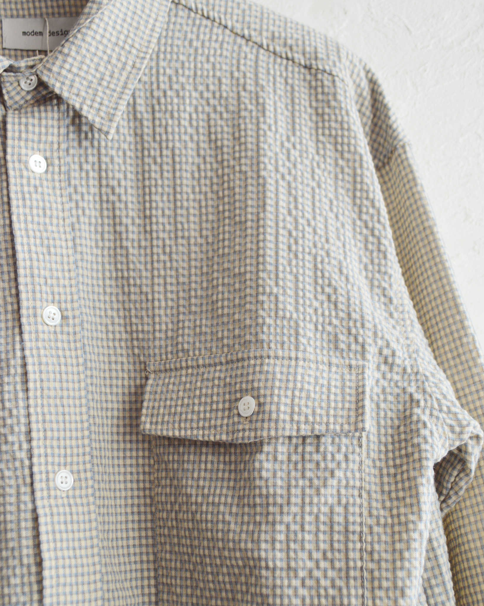 modemdesgin モデムデザイン / checkered standard shirt チェックシャツ 【BLUE ブルー】