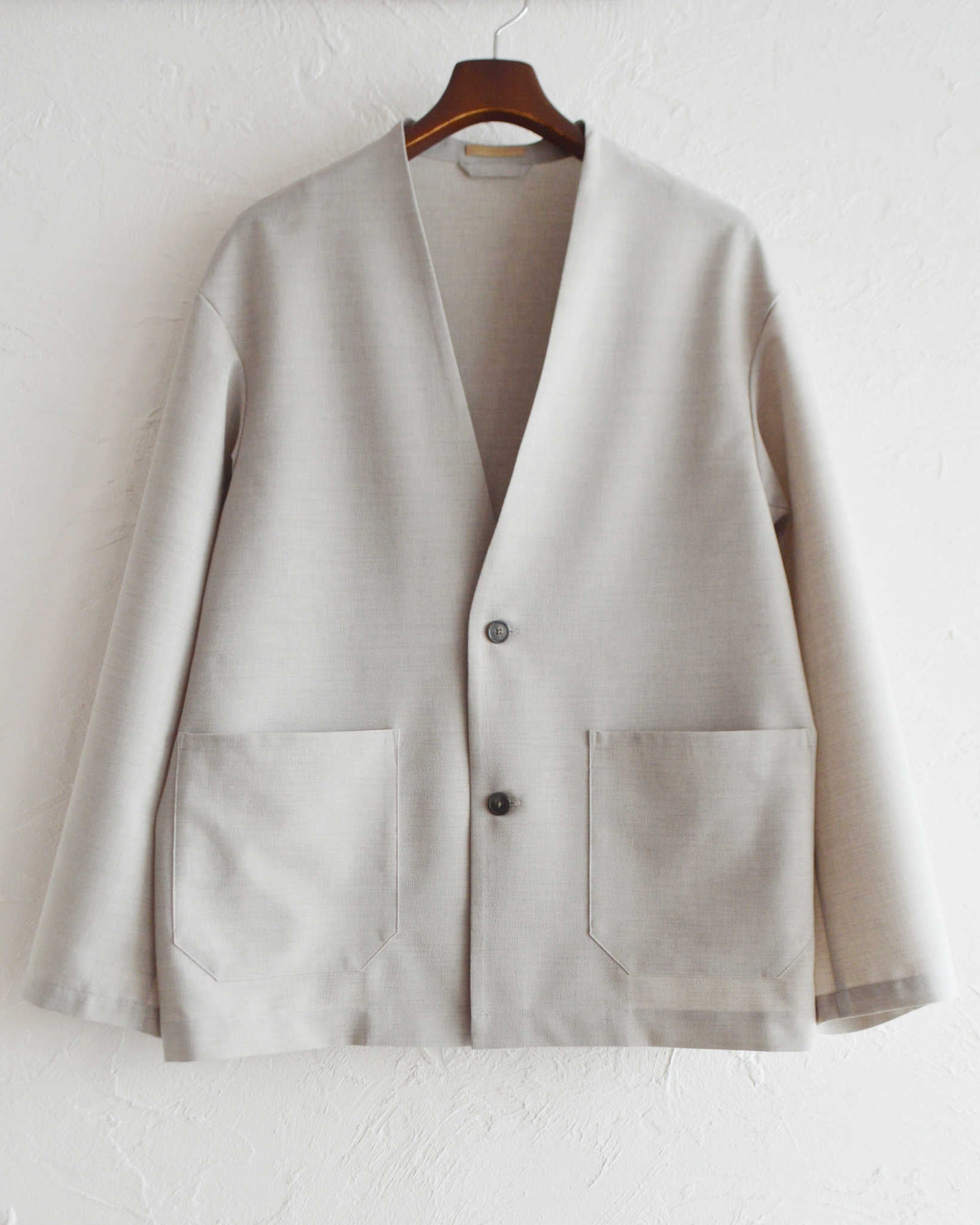 LAMOND ラモンド / NO-COLLAR SHARI JACKET ノーカラーシャリジャケット (ASH GRAY アッシュグレー)