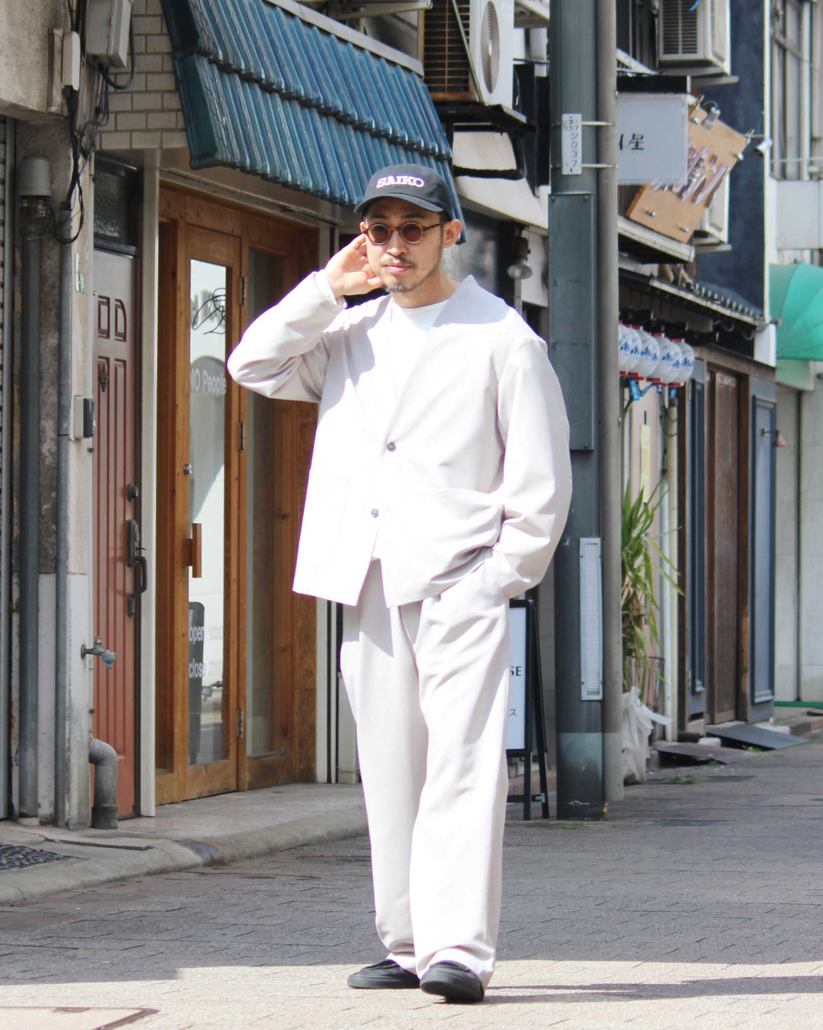 LAMOND ラモンド / NO-COLLAR SHARI JACKET ノーカラーシャリジャケット (ASH GRAY アッシュグレー)