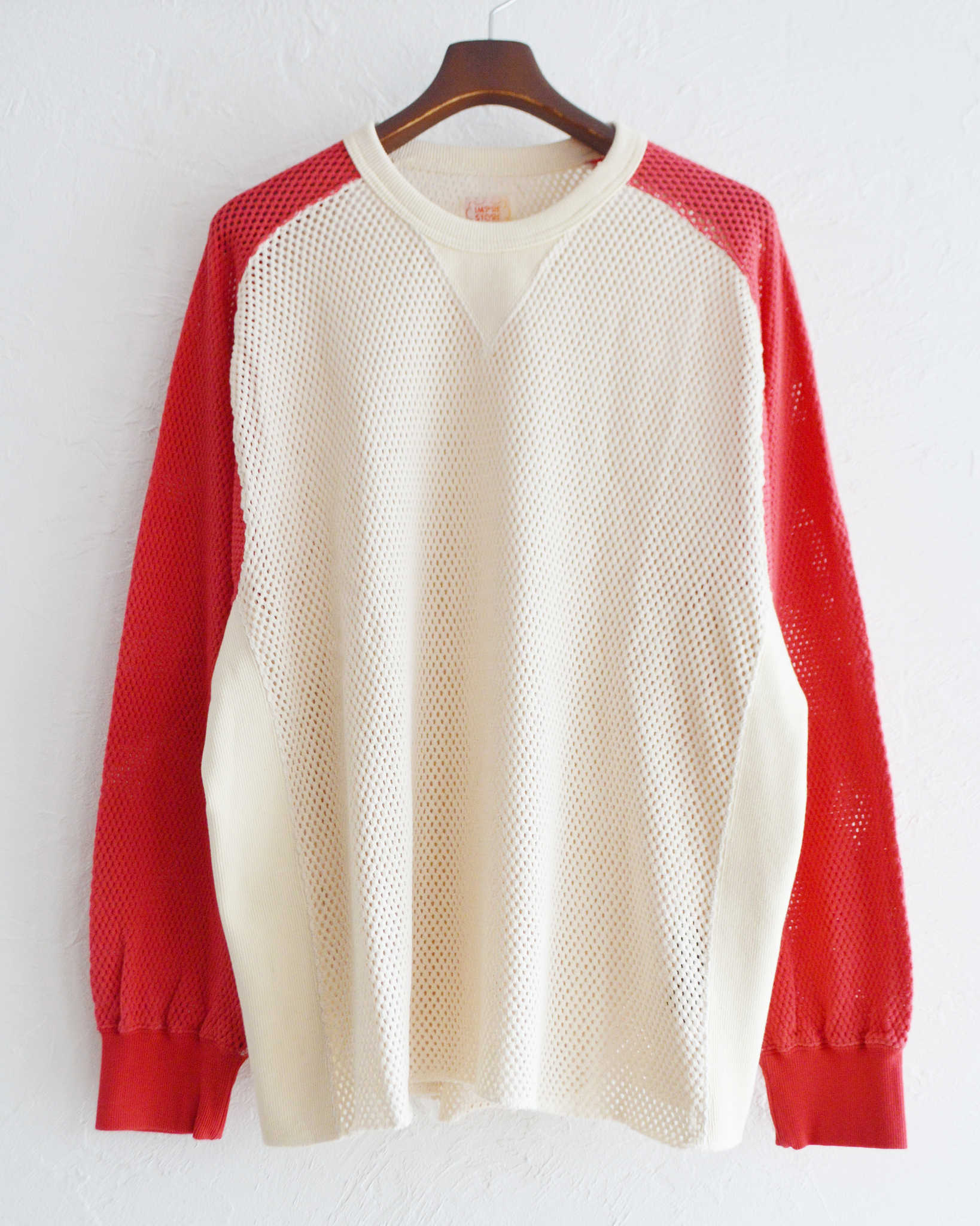 IMPRESTORE インプレストア / Ruker ルーカー | Mesh freedom long t メッシュフリーダムスリーブロンTEE (Natural/Red ナチュラルレッド)