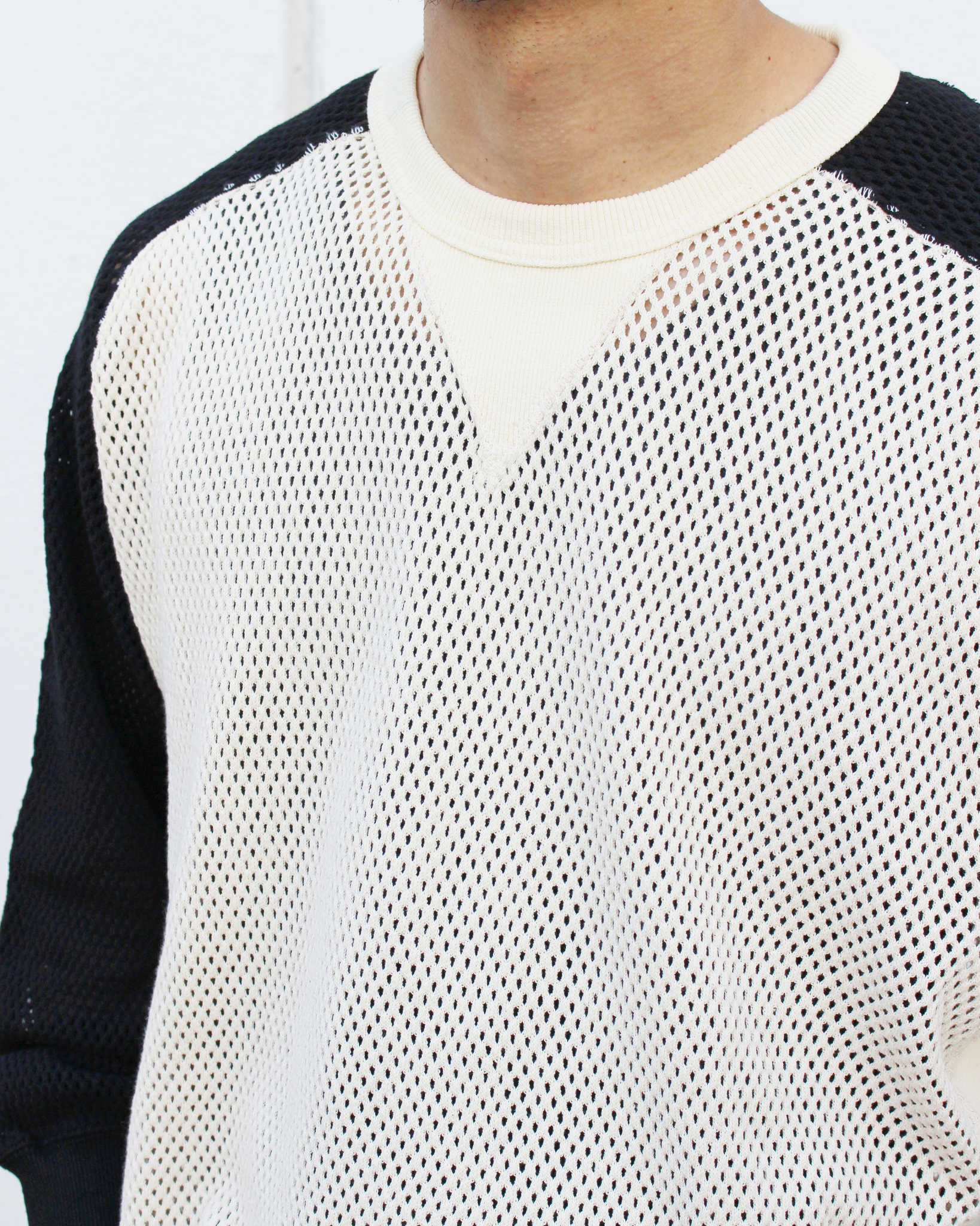 IMPRESTORE インプレストア / Ruker ルーカー | Mesh freedom long t メッシュフリーダムスリーブロンTEE (Natural/Black ナチュラルブラック)