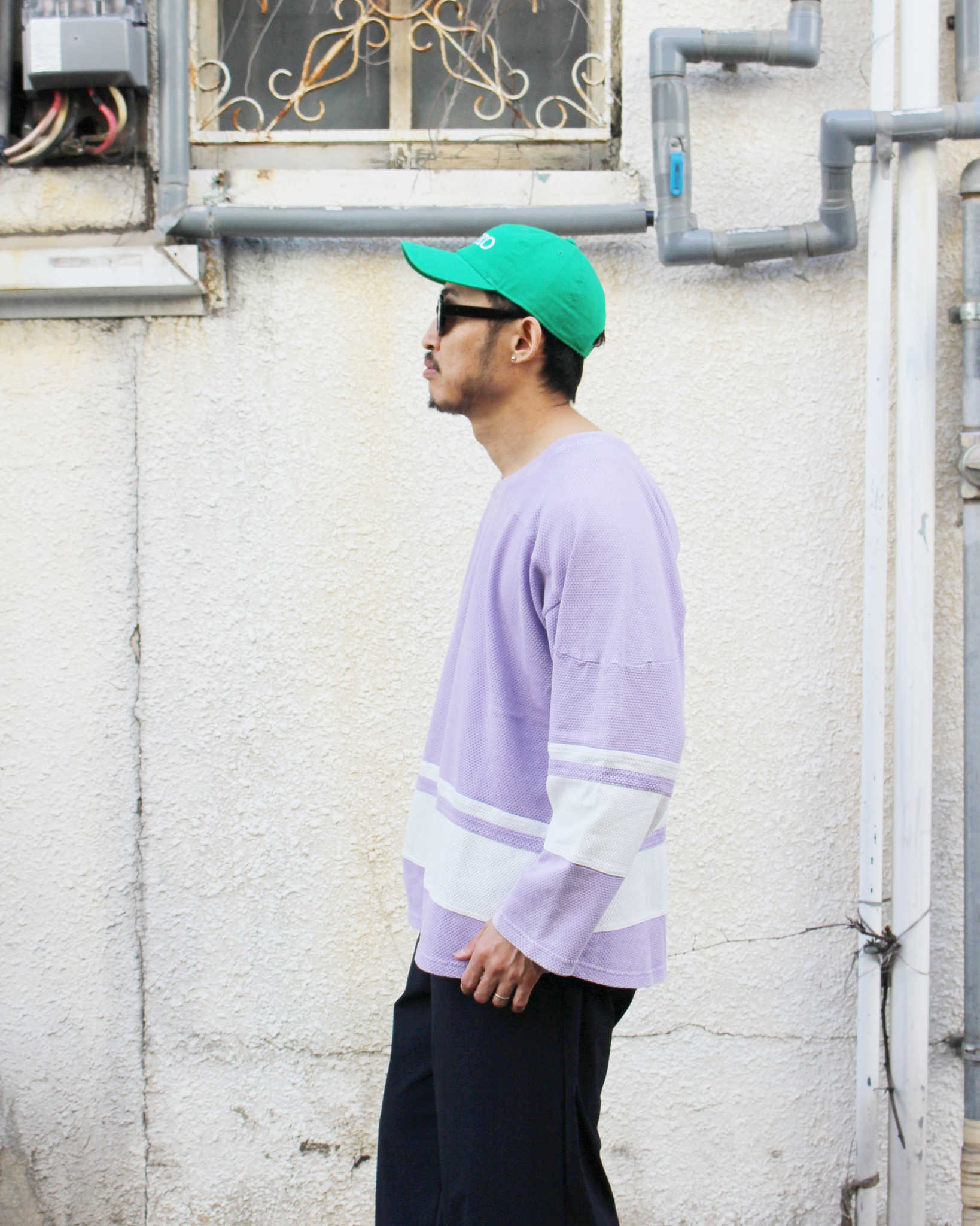 IMPRESTORE インプレストア / Duke-mesh t-cloth V.D デューク | Hokey V-neck ホッケーVネック (faded Purple フェイデットパープル)