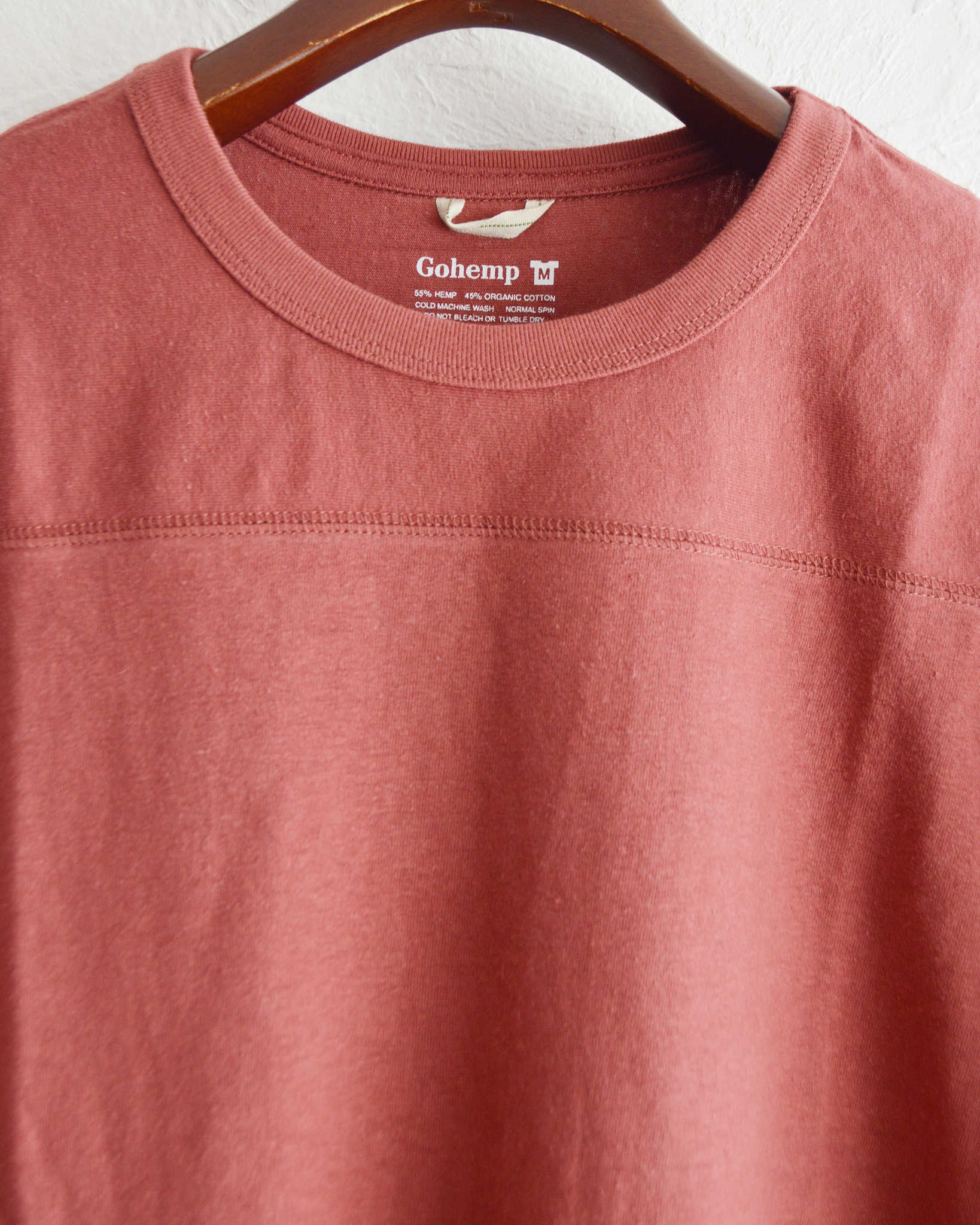 GOHEMP ゴーヘンプ / WIDE FOOTBALL TEE ワイドフットボールTEE (CHERRY RED チェリーレッド)