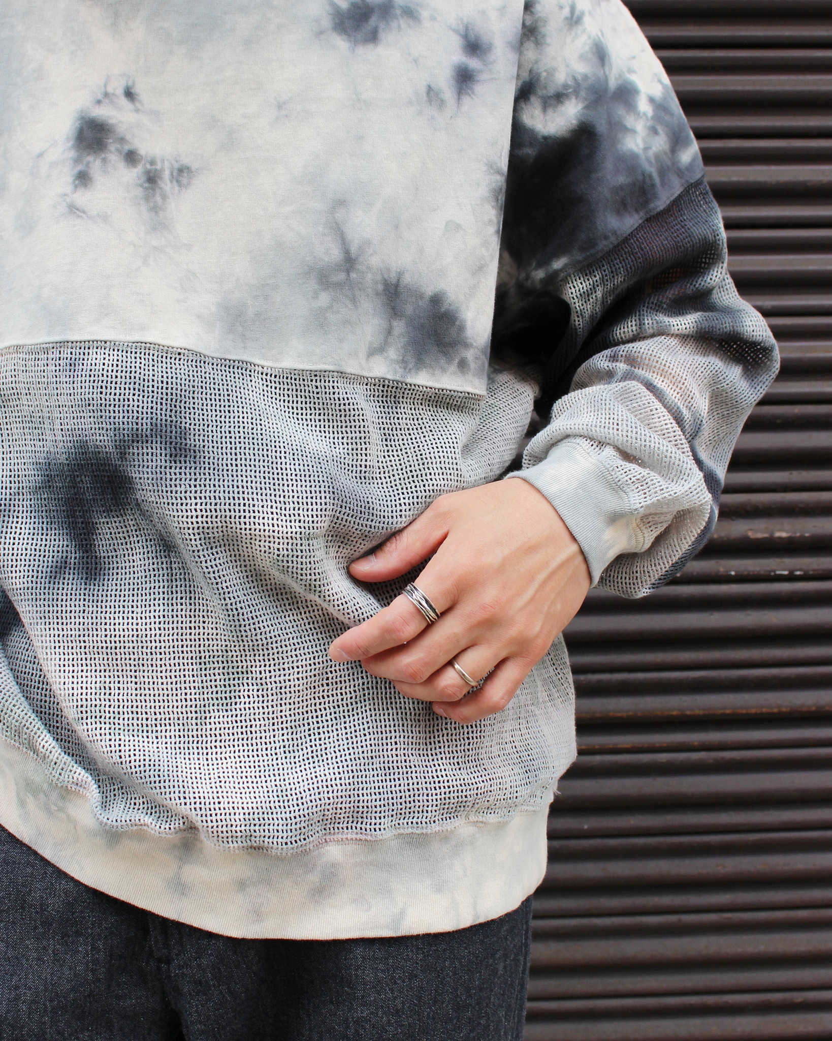 Nasngwam.×JAVARA ナスングワム ジャバラ / MOONLIGHT SWITCHING LS TEE ムーンライトスウィッチングロンTEE (GRAY グレー)