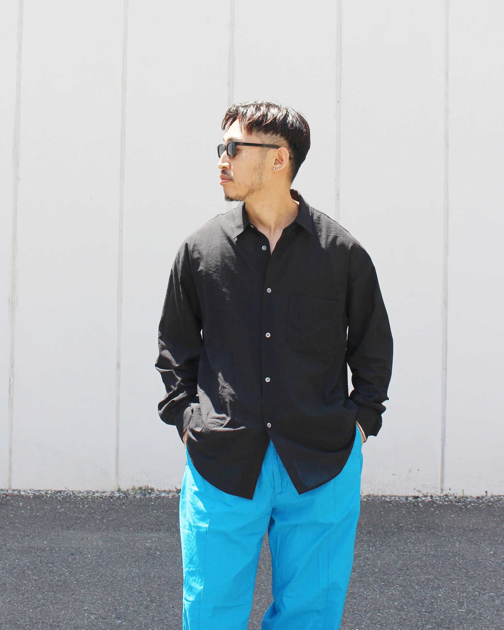 LAMOND ラモンド / VOILE LAWN SHIRTS JACKET ボイルローンシャツジャケト (BLACK ブラック)