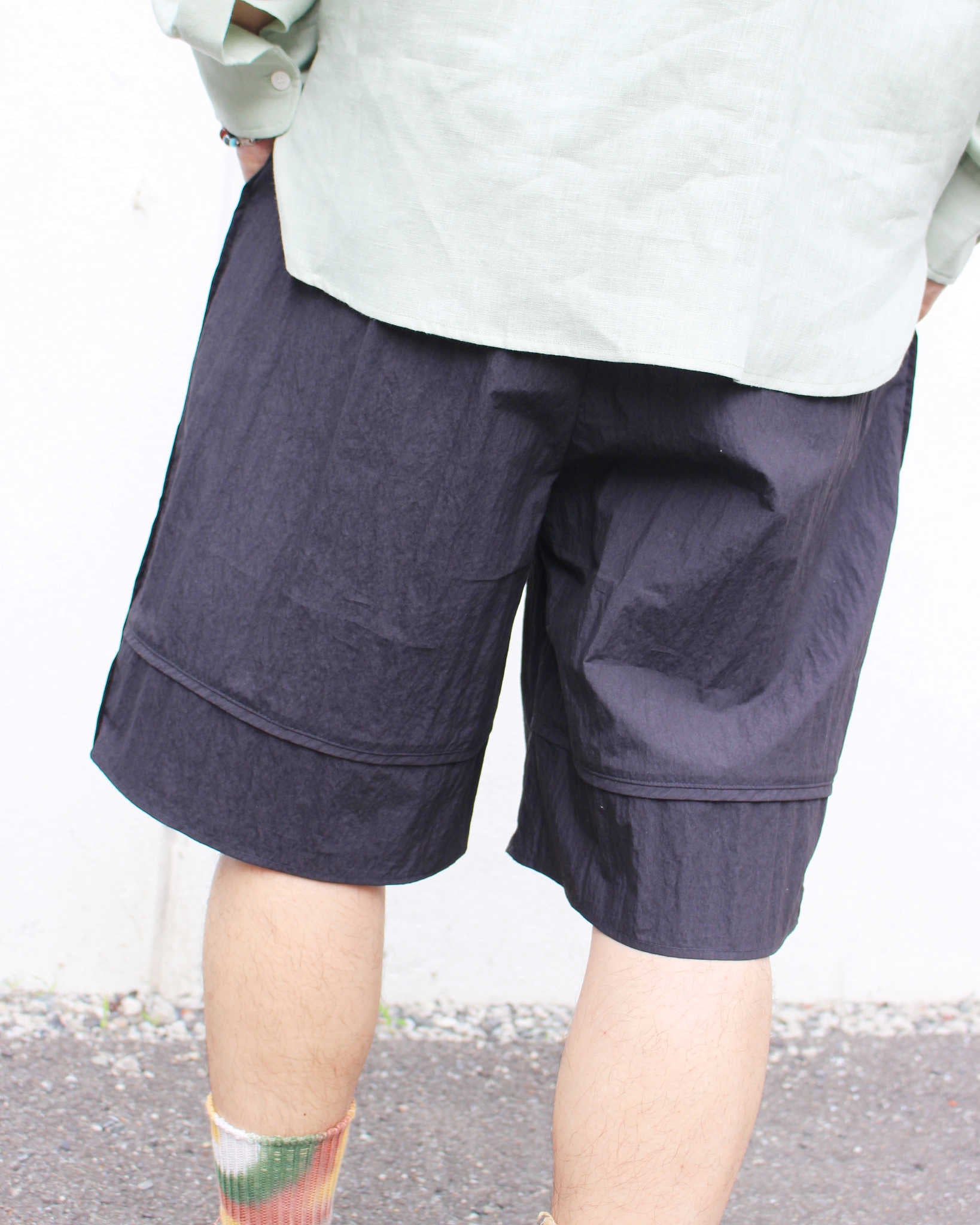 LAMOND ラモンド / COTTON×NYLON POPLIN SHORTS コットンナイロンポプリンショーツ (BLACK ブラック)