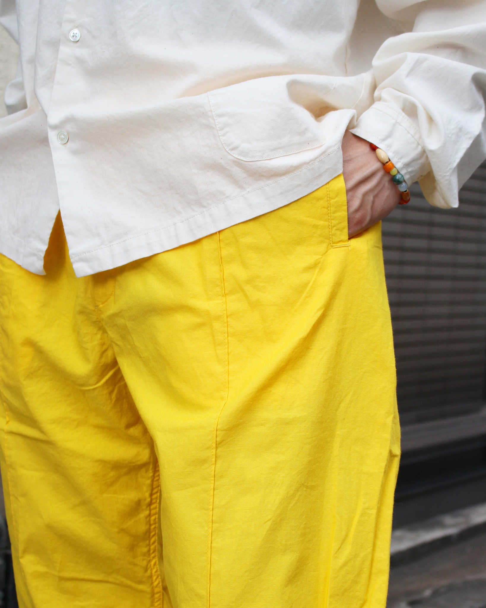 NECESSARY or UNNECESSARY ネセサリーオアアンネセサリー N.O.UN ナウン / PIN TUCK PANTS ピンタックパンツ (YELLOW イエロー)