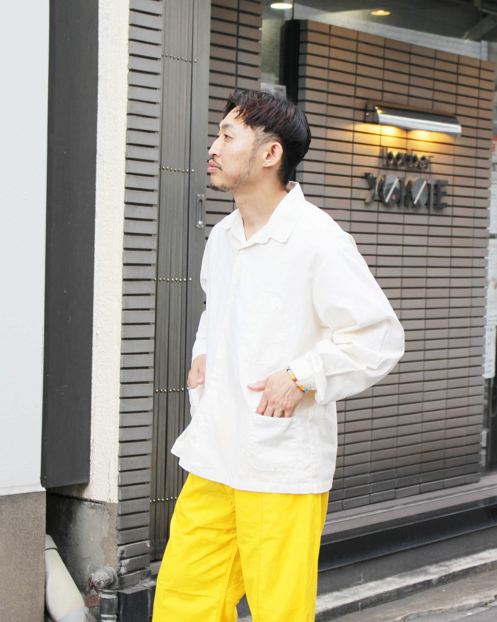 NECESSARY or UNNECESSARY ネセサリーオアアンネセサリー N.O.UN ナウン / WORK SHIRTS ワークシャツ (WHITE ホワイト)