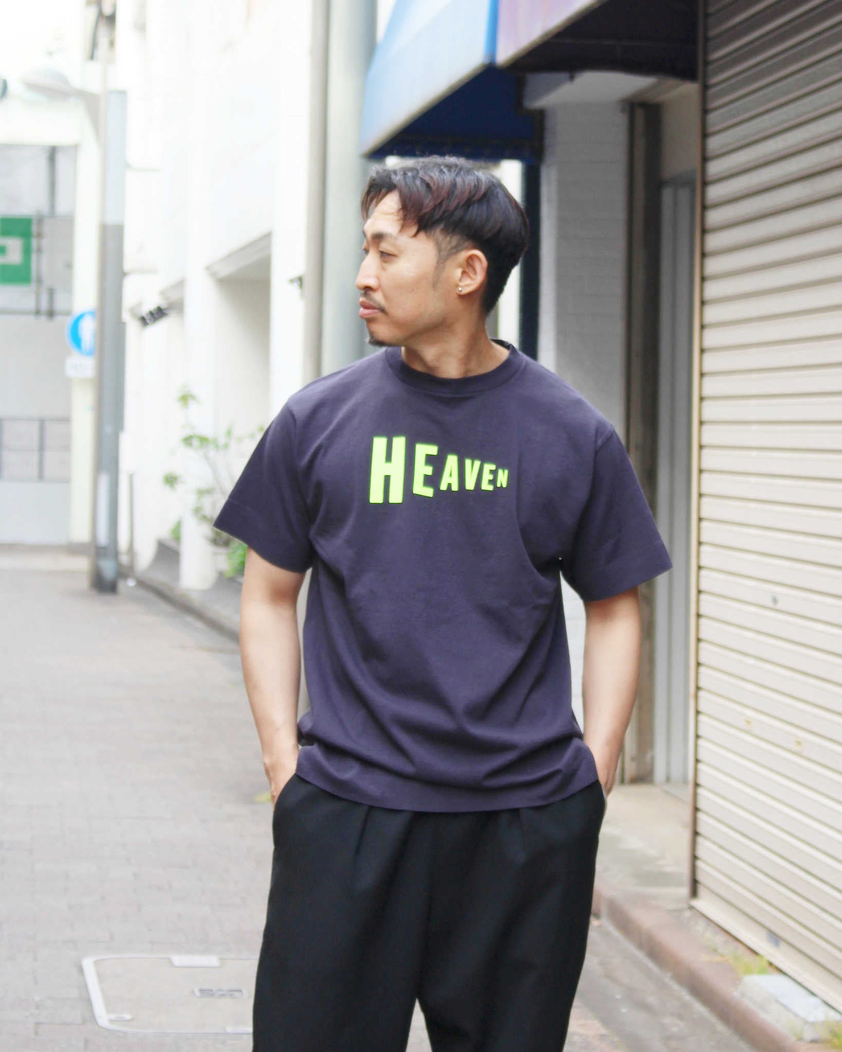 NECESSARY or UNNECESSARY ネセサリーオアアンネセサリー N.O.UN ナウン / HEAVEN Tee ヘブンティー (BLACK ブラック)