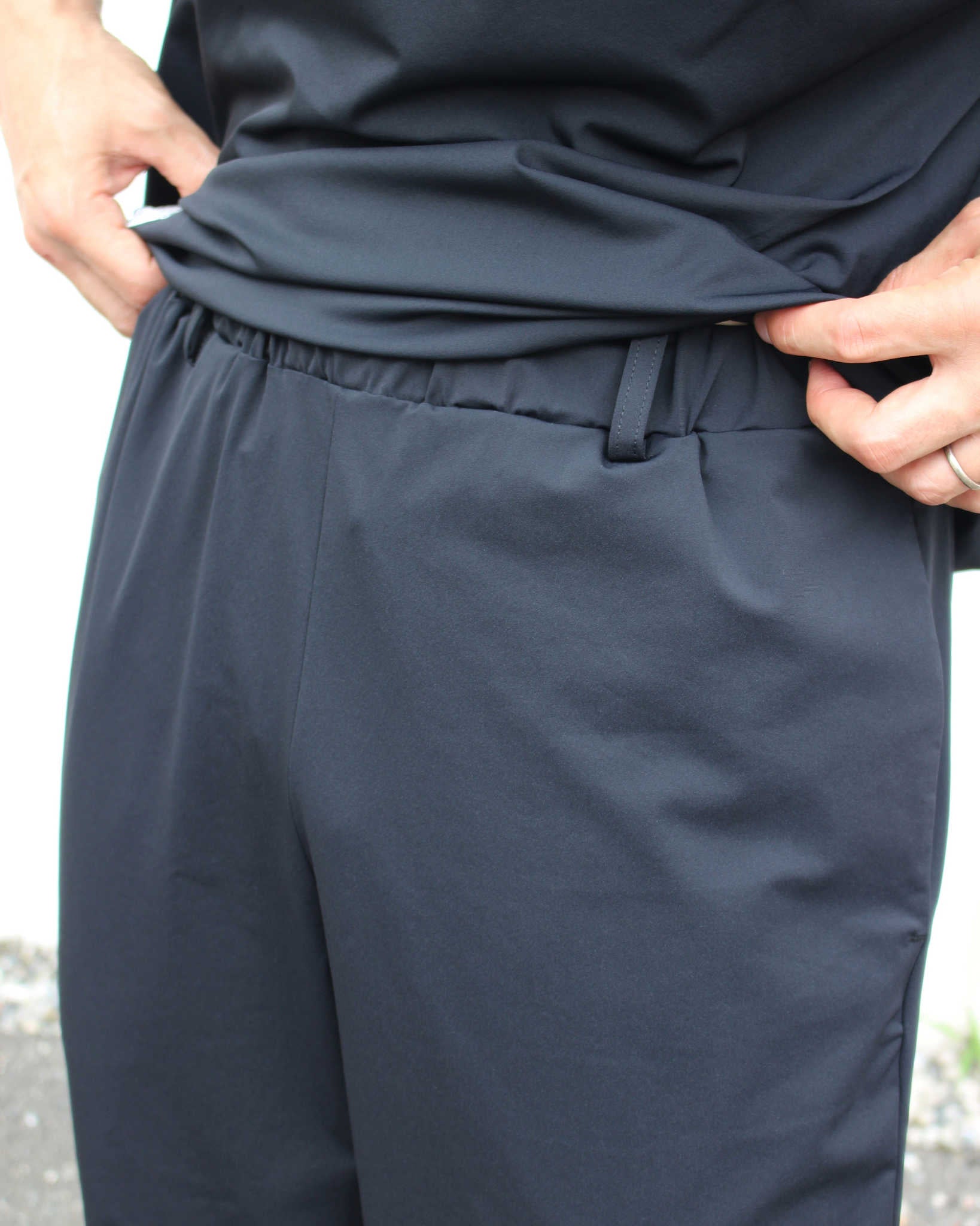 modemdesign モデムデザイン / Functional drawstring pants ファンクショナルドローストリングパンツ (BLACK ブラック)