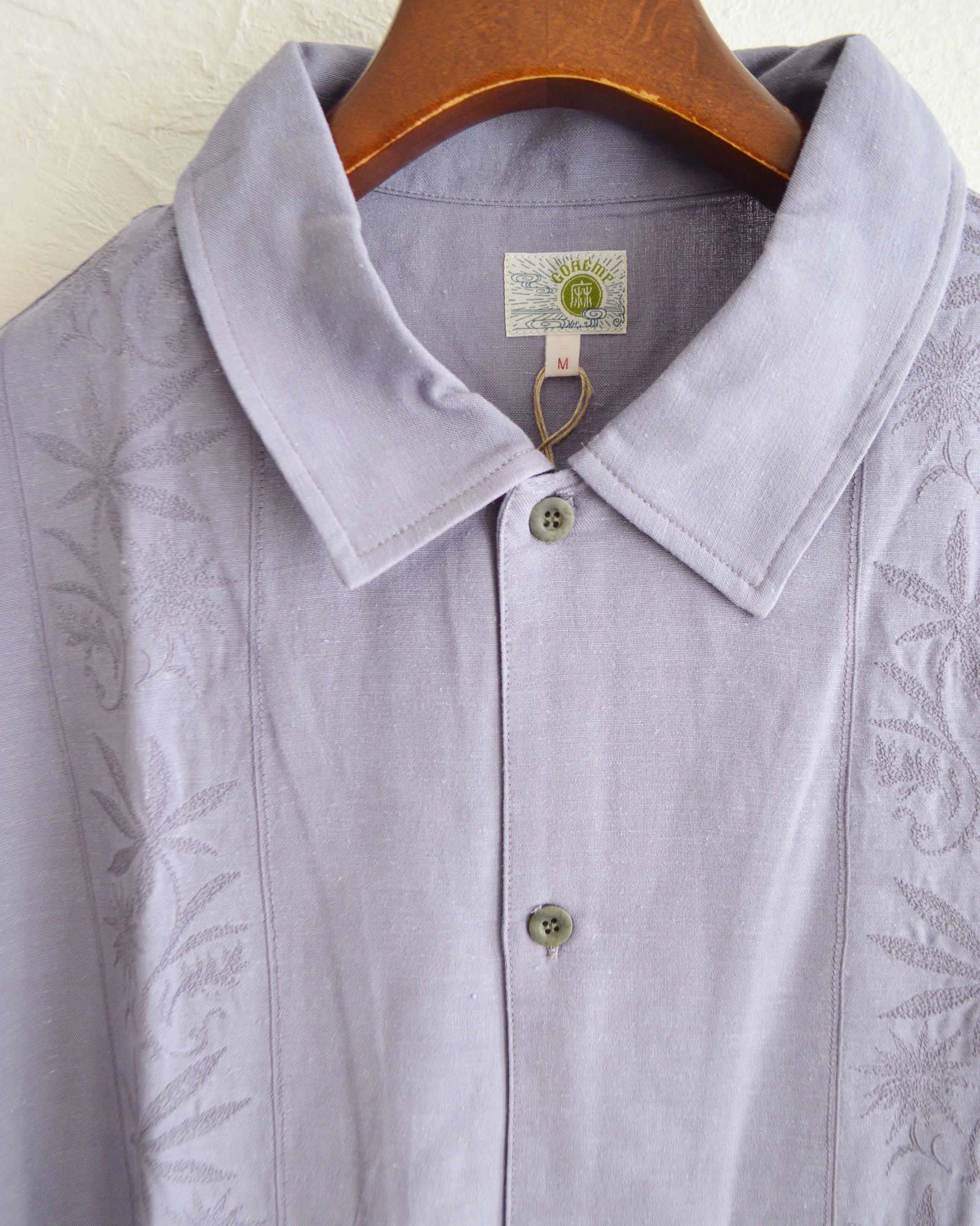 GOHEMP ゴーヘンプ / YURURI EMB SHIRTS ユルリエンブシャツ (HELLO BLUE ハローブルー)