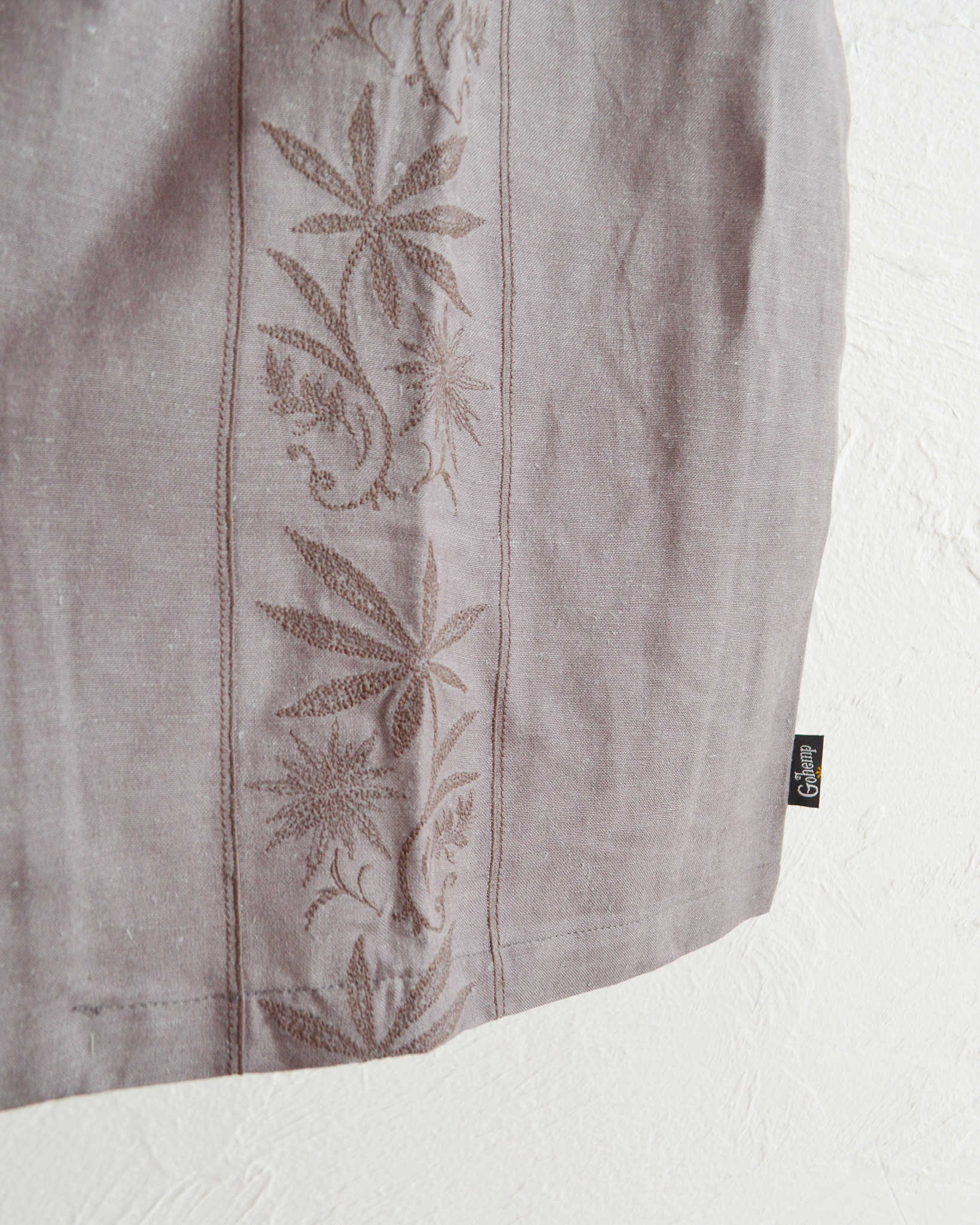 GOHEMP ゴーヘンプ / YURURI EMB SHIRTS ユルリエンブシャツ (STONE GRAY ストーングレー)