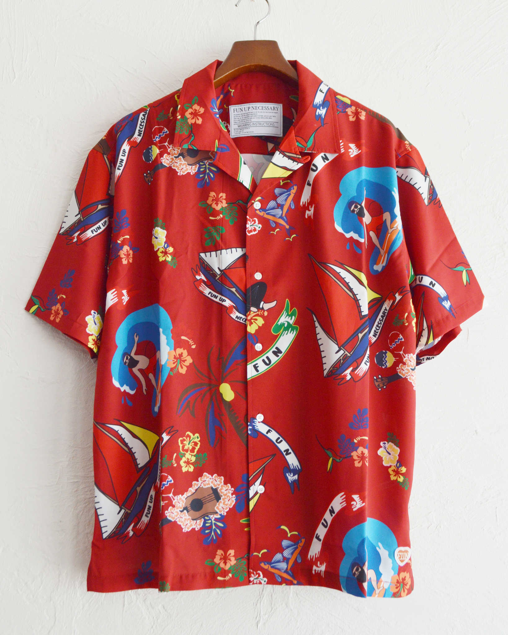 FUN ファン/ OJI ALOHA SHIRTS オジアロハシャツ (RED レッド)