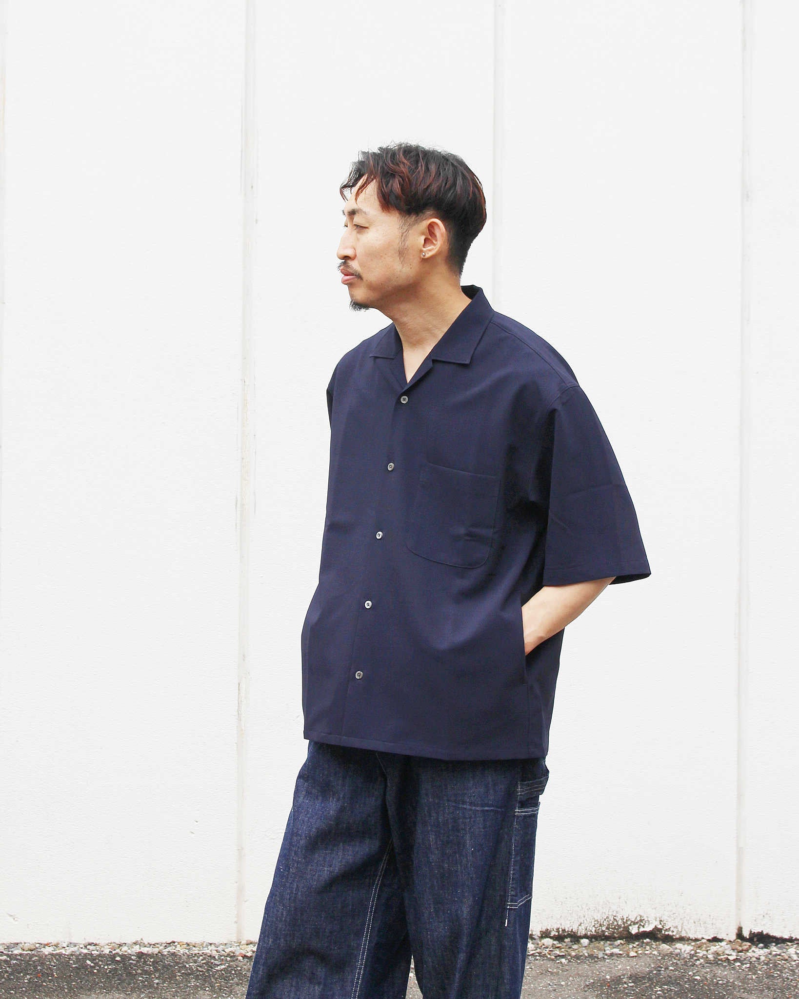 LAMOND ラモンド / SHARI SHIRTS シャリシャツ (NAVY BLACK ネイビーブラック)