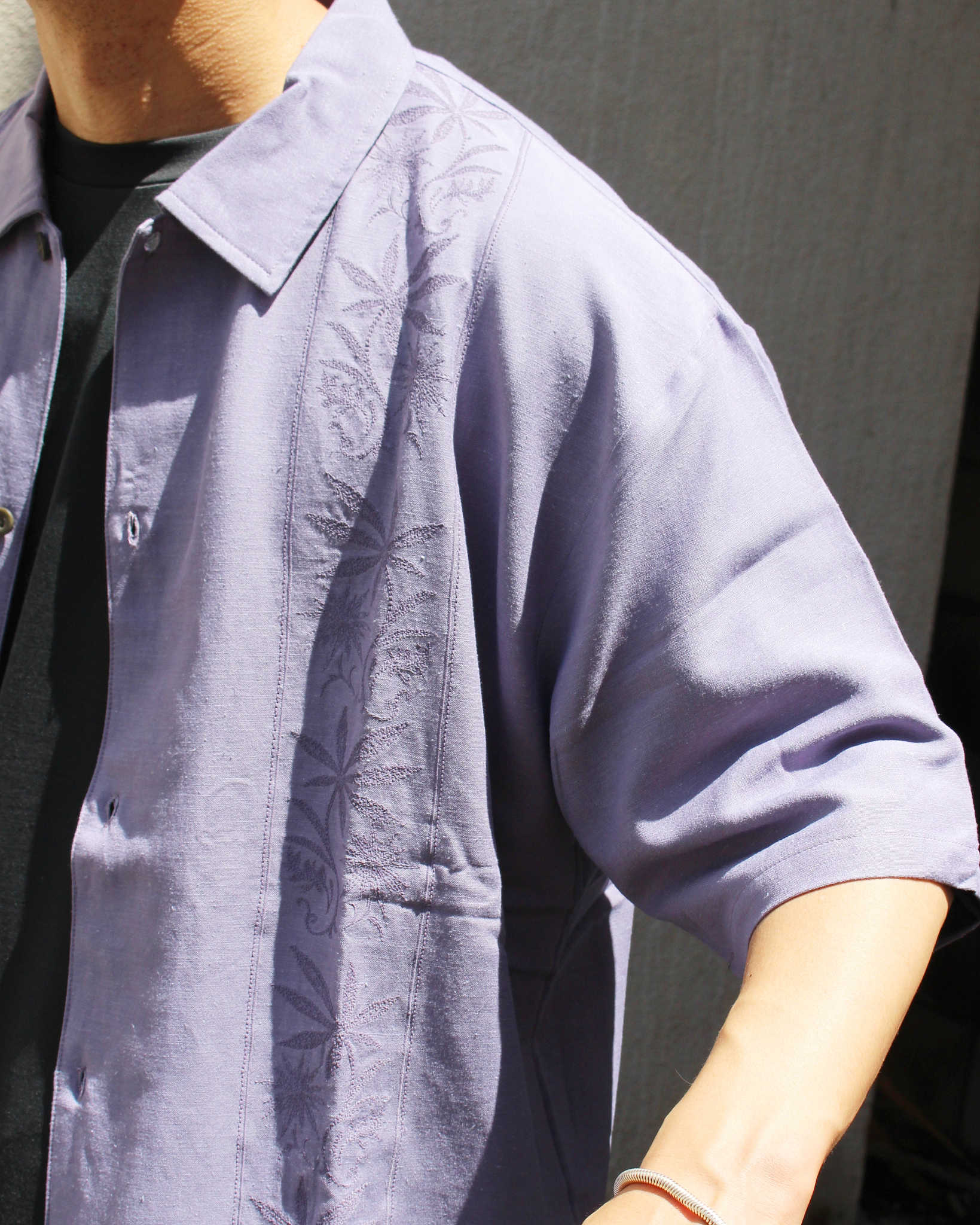 GOHEMP ゴーヘンプ / YURURI EMB SHIRTS ユルリエンブシャツ (HELLO BLUE ハローブルー)